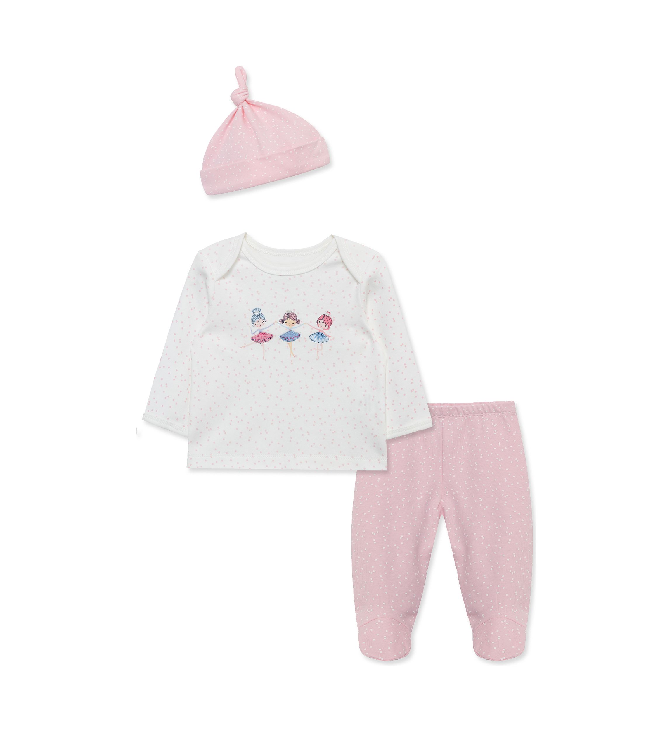 Baby Girls Ballet Stars Printed Pants Set with Hat
