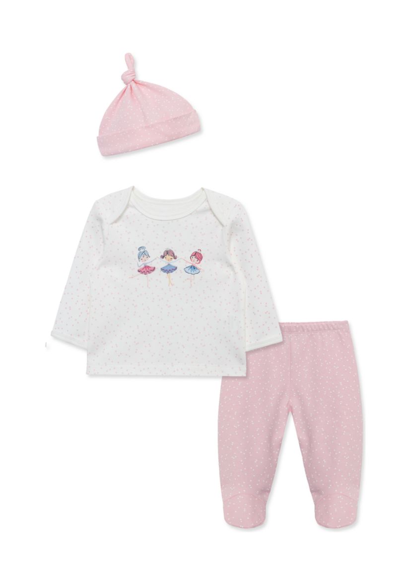 Baby Girls Ballet Stars Printed Pants Set with Hat