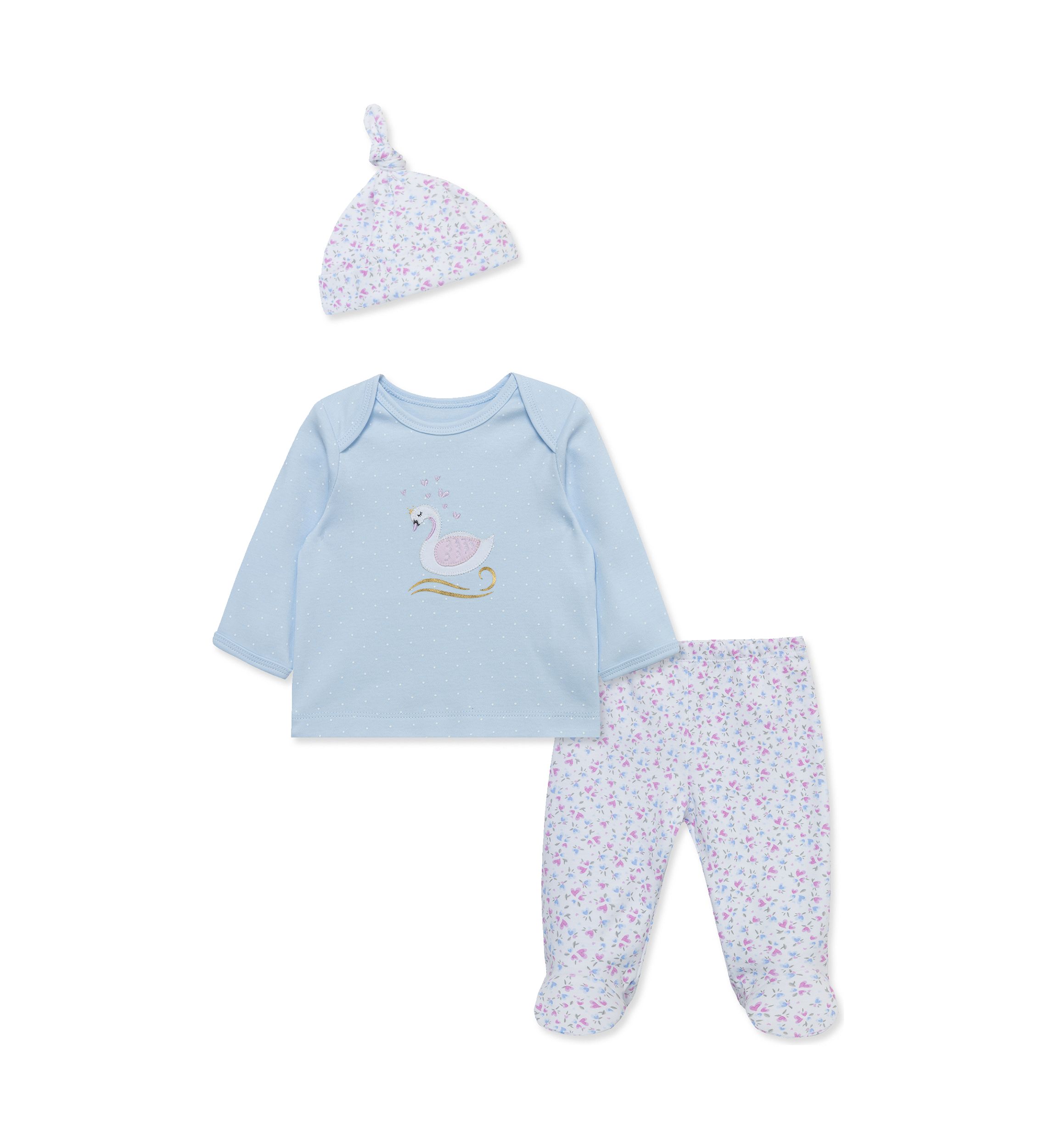 Baby Girls Swan Princess Top Set with Hat