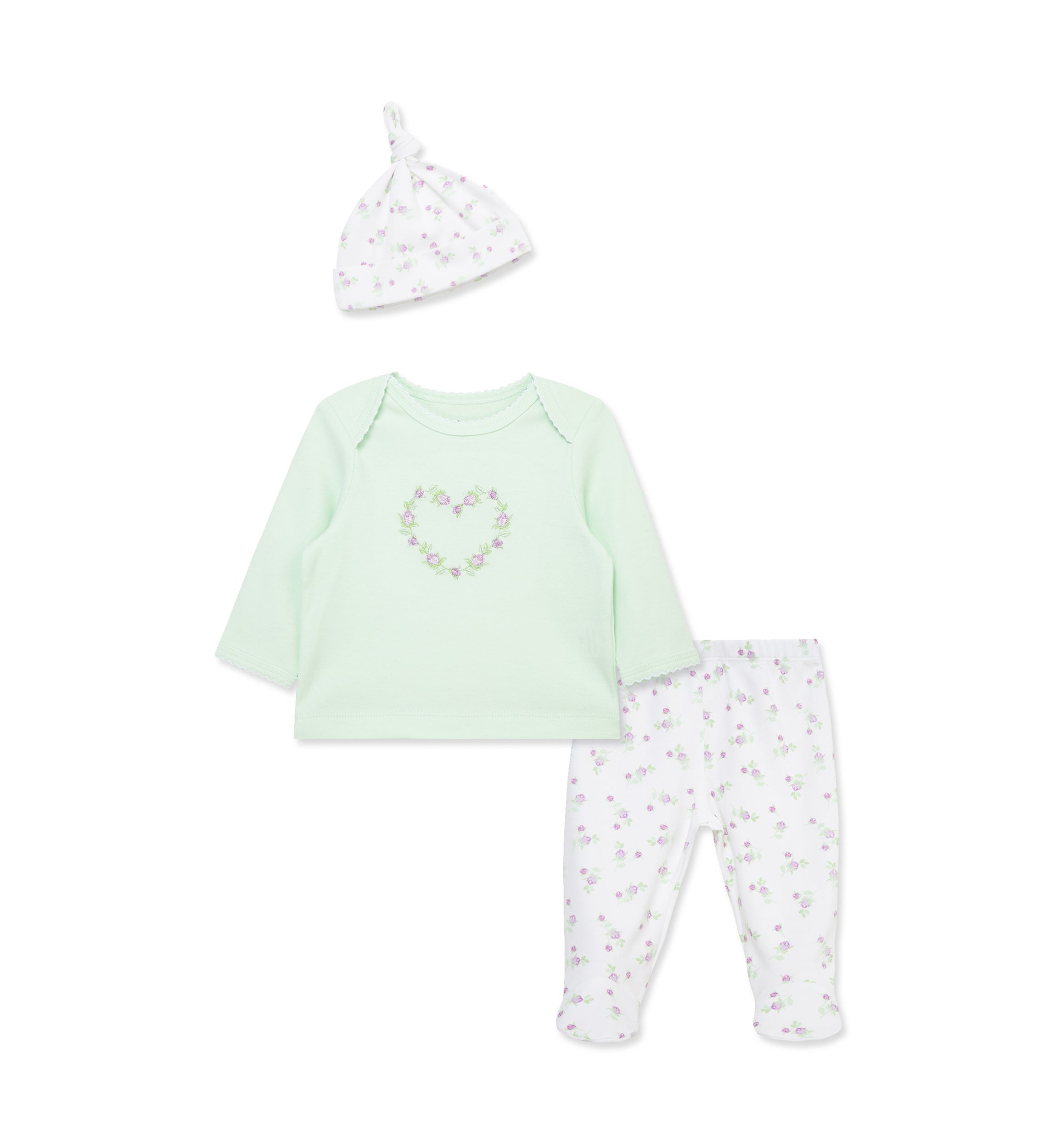 Baby Girls Floral Heart Set with Hat
