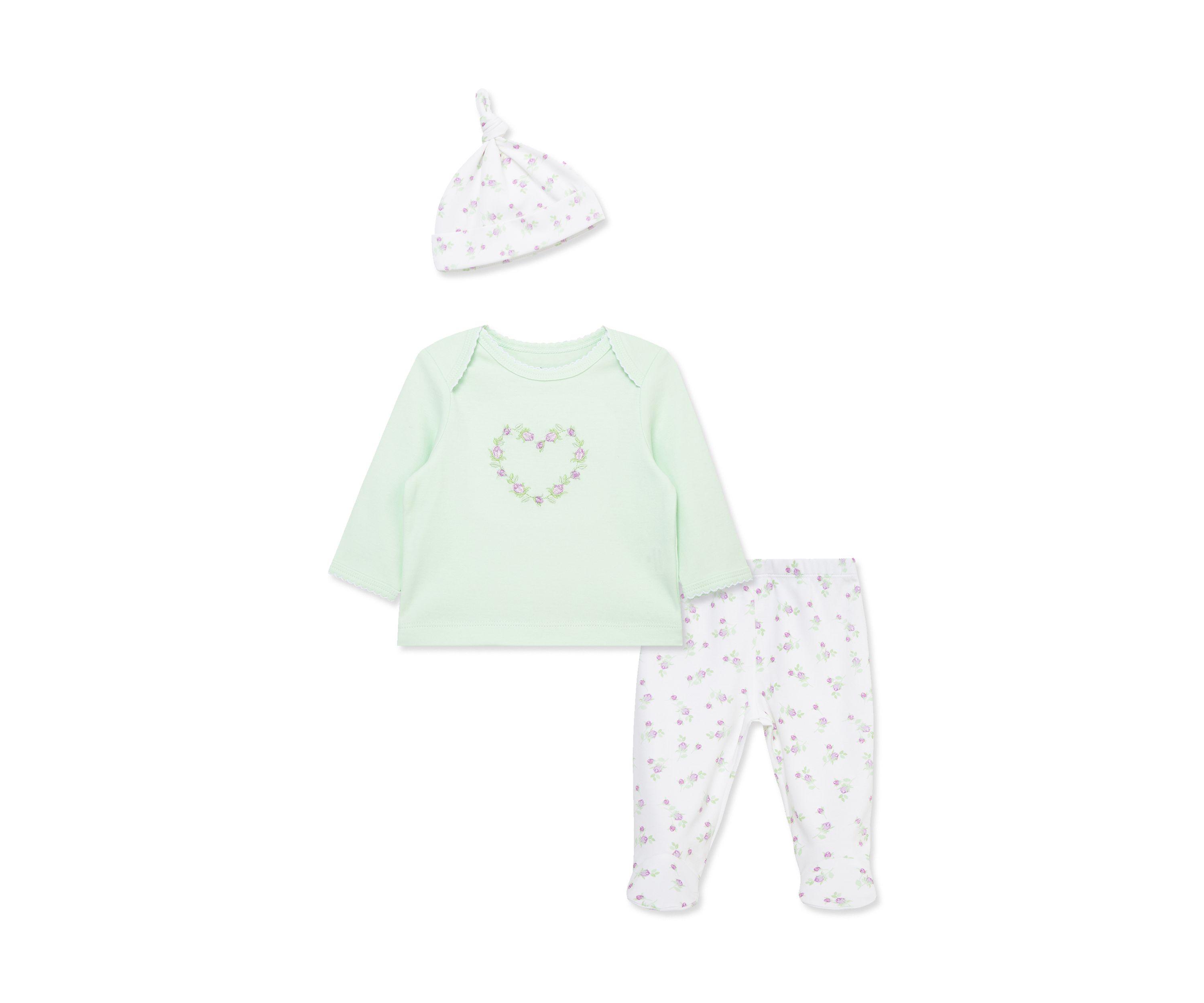 Baby Girls Floral Heart Set with Hat