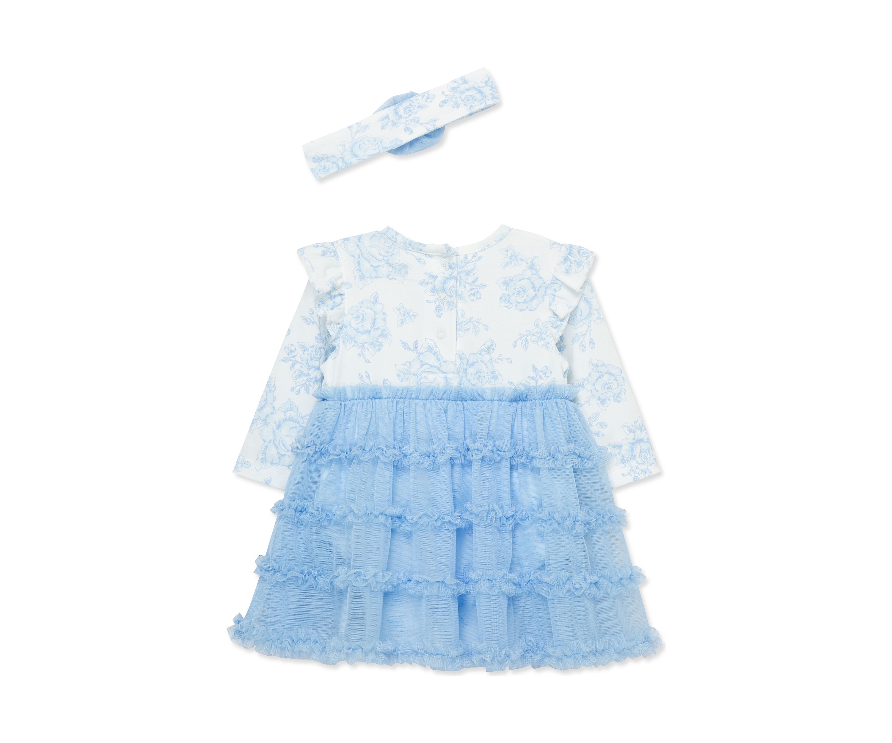 Baby Girls Rose Toile Tutu Bodysuit with Headband