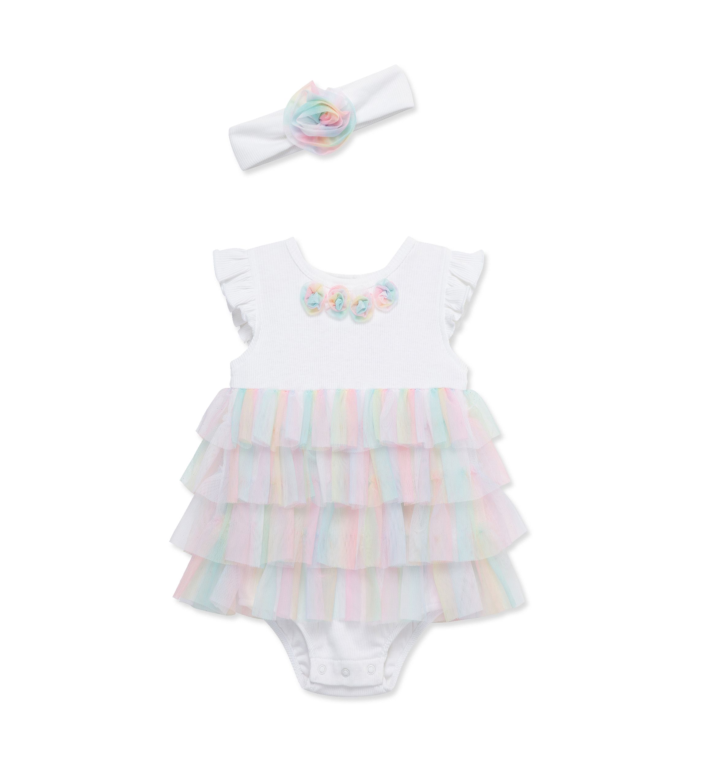 Baby Girls Rainbow Popover with Headband