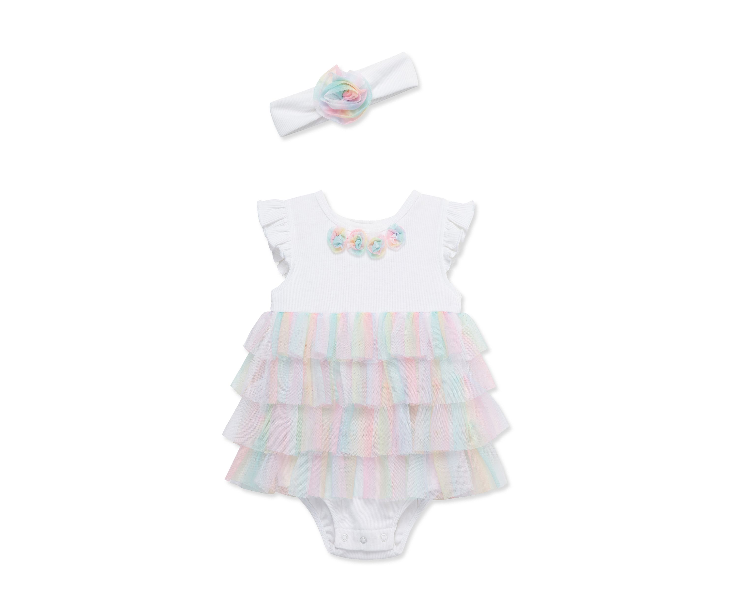 Baby Girls Rainbow Popover with Headband