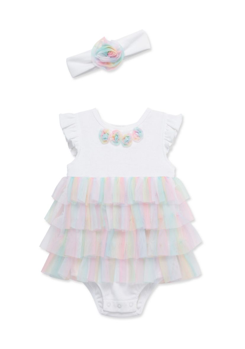 Baby Girls Rainbow Popover with Headband