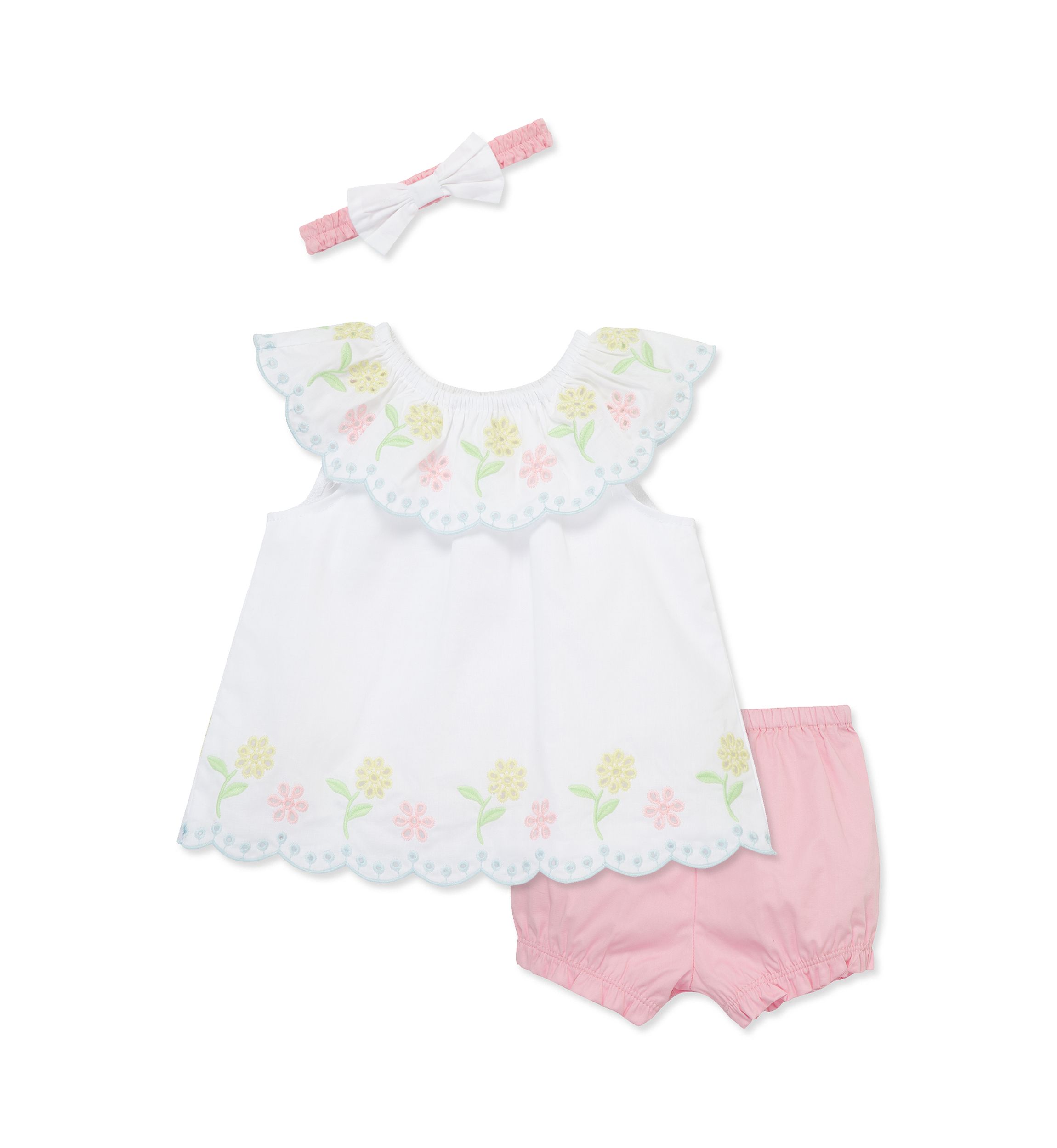 Baby Girls Multi Eyelet Sunsuit with Headband