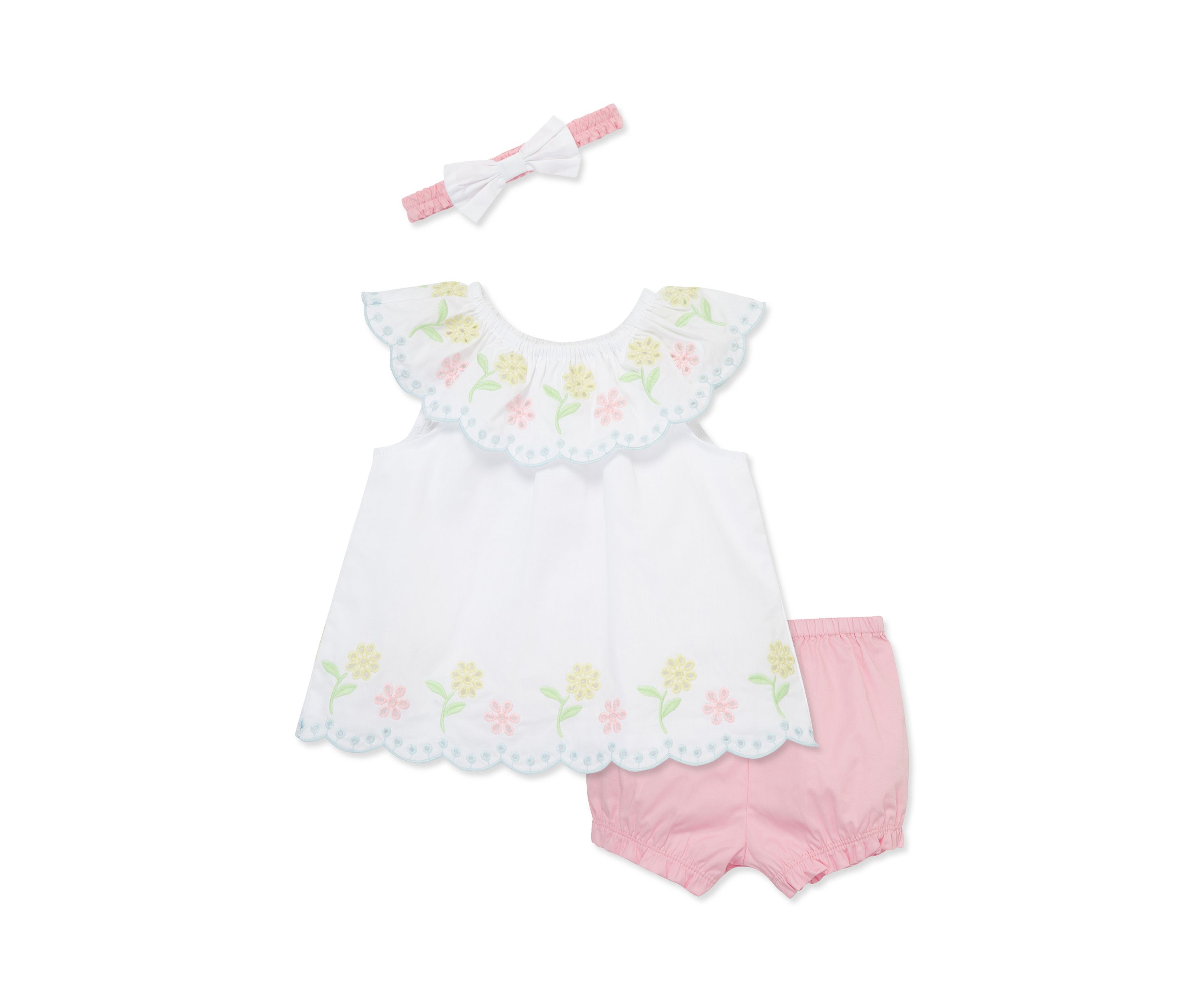 Baby Girls Multi Eyelet Sunsuit with Headband