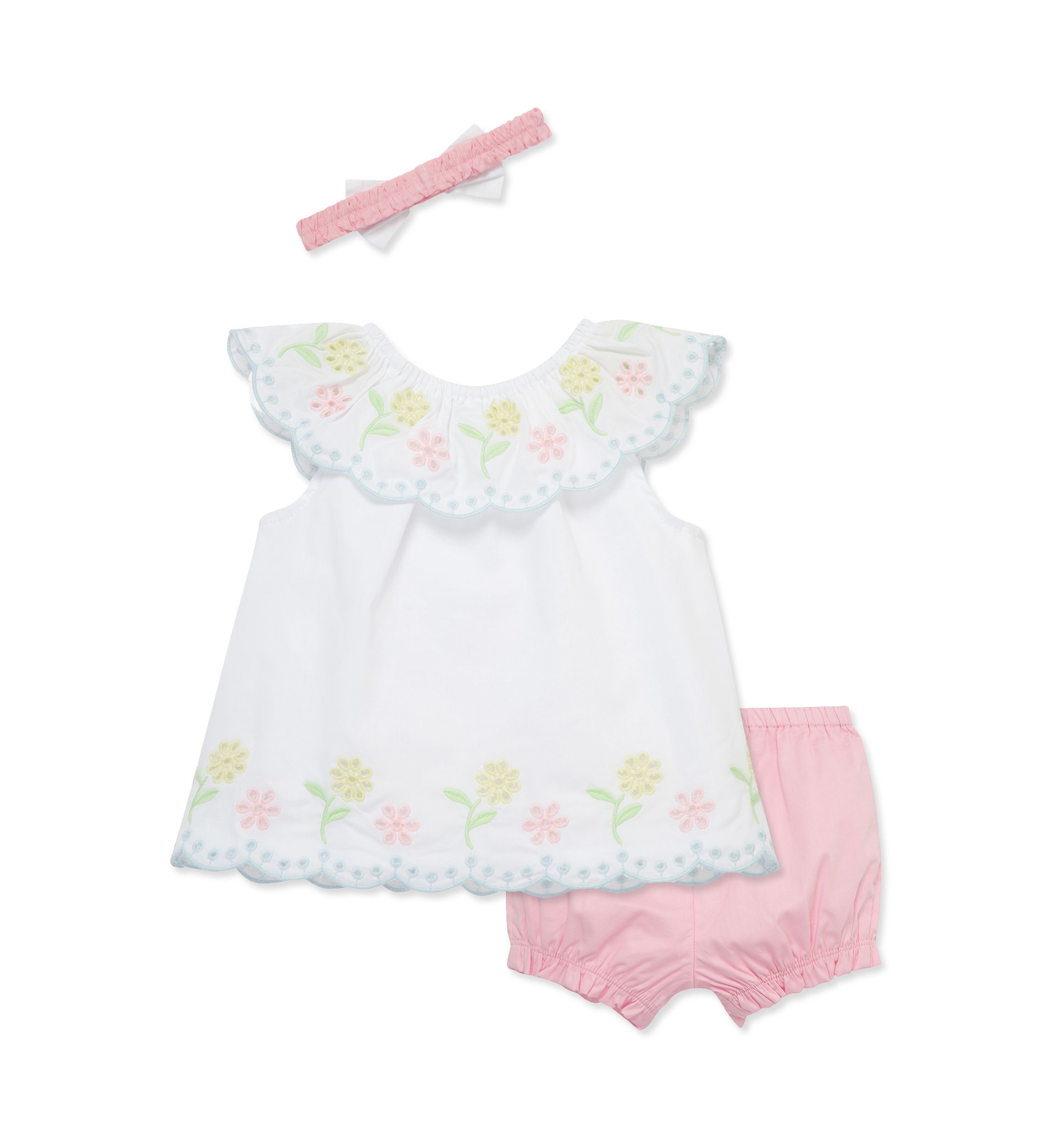 Baby Girls Multi Eyelet Sunsuit with Headband