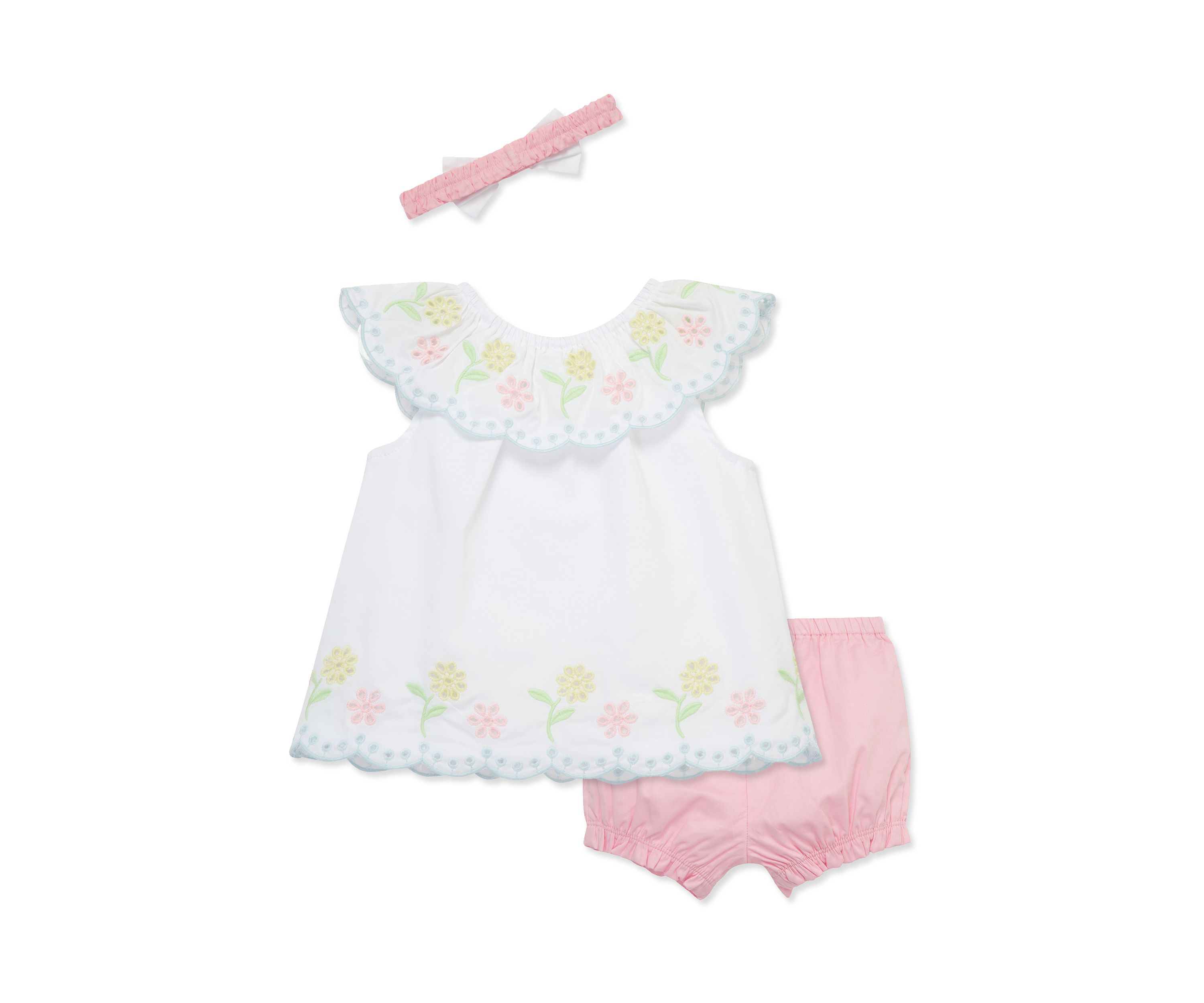 Baby Girls Multi Eyelet Sunsuit with Headband