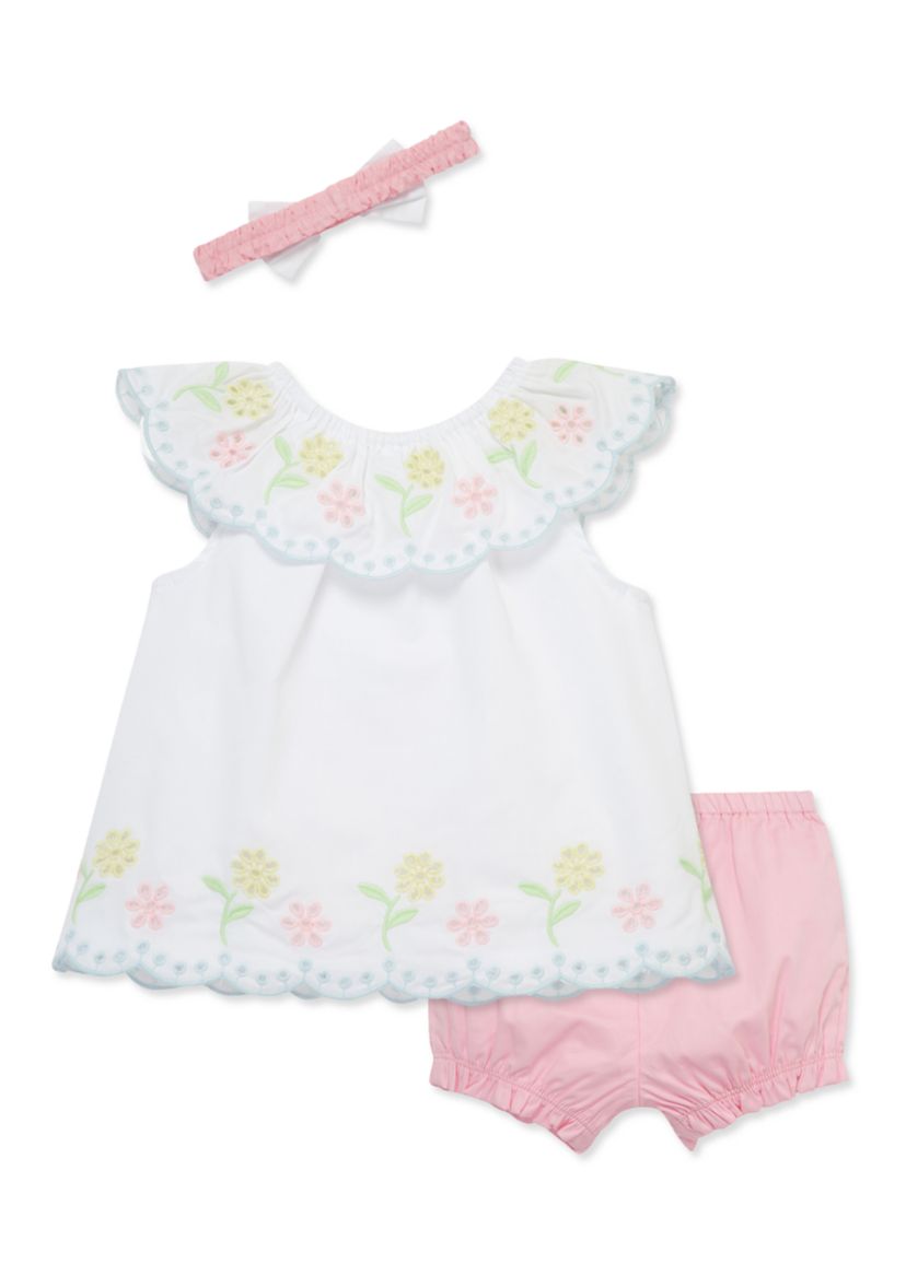 Baby Girls Multi Eyelet Sunsuit with Headband