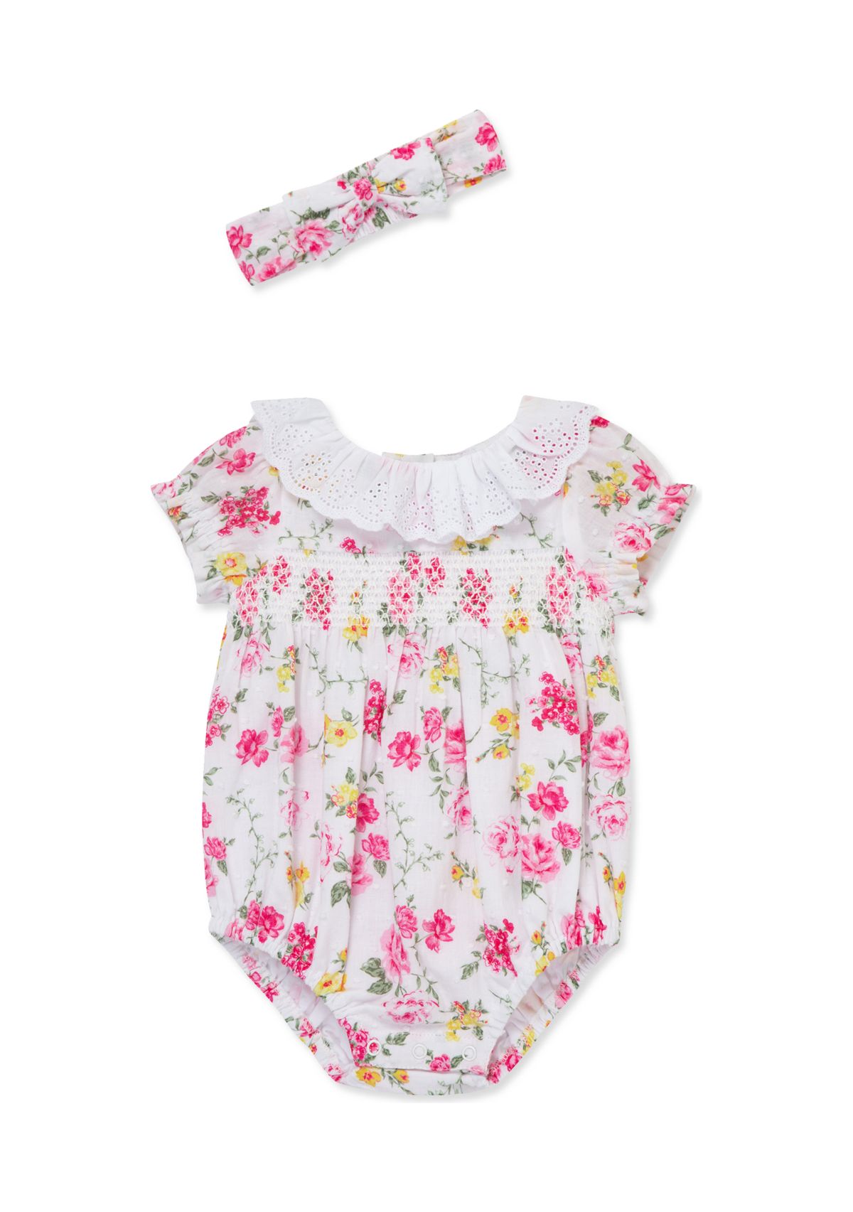 Baby Girls Rose Smock Bubble with Headband