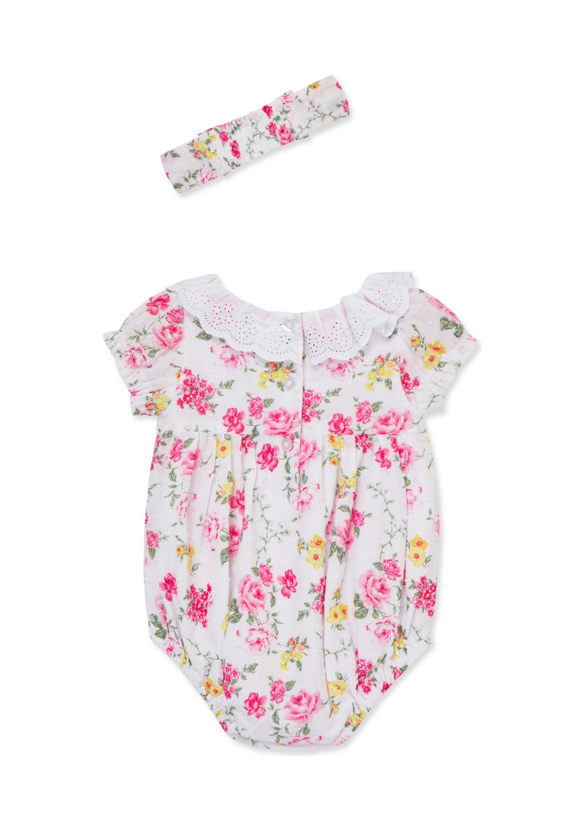 Baby Girls Rose Smock Bubble with Headband