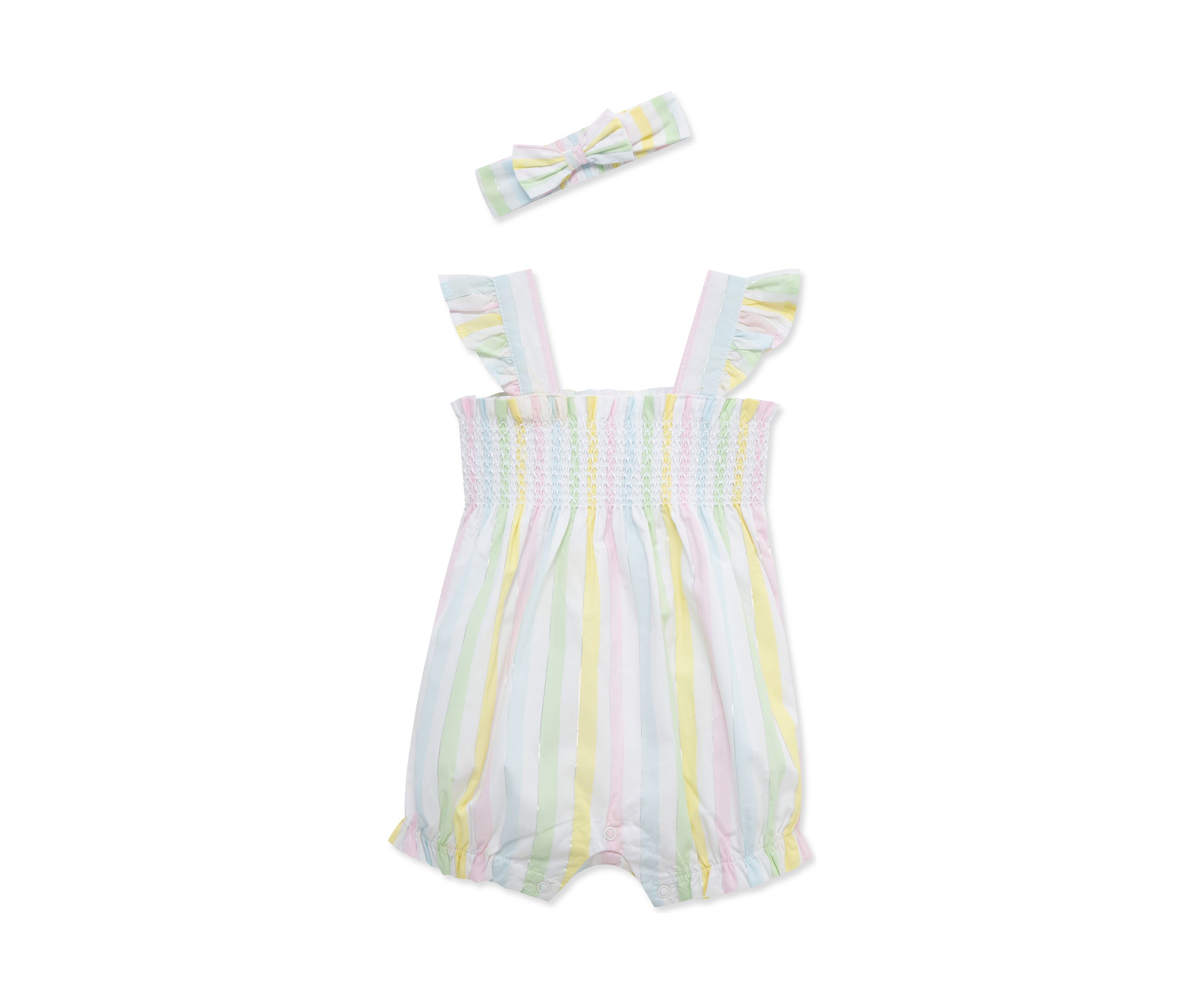 Baby Girls Candy Stripe Bubble with Headband
