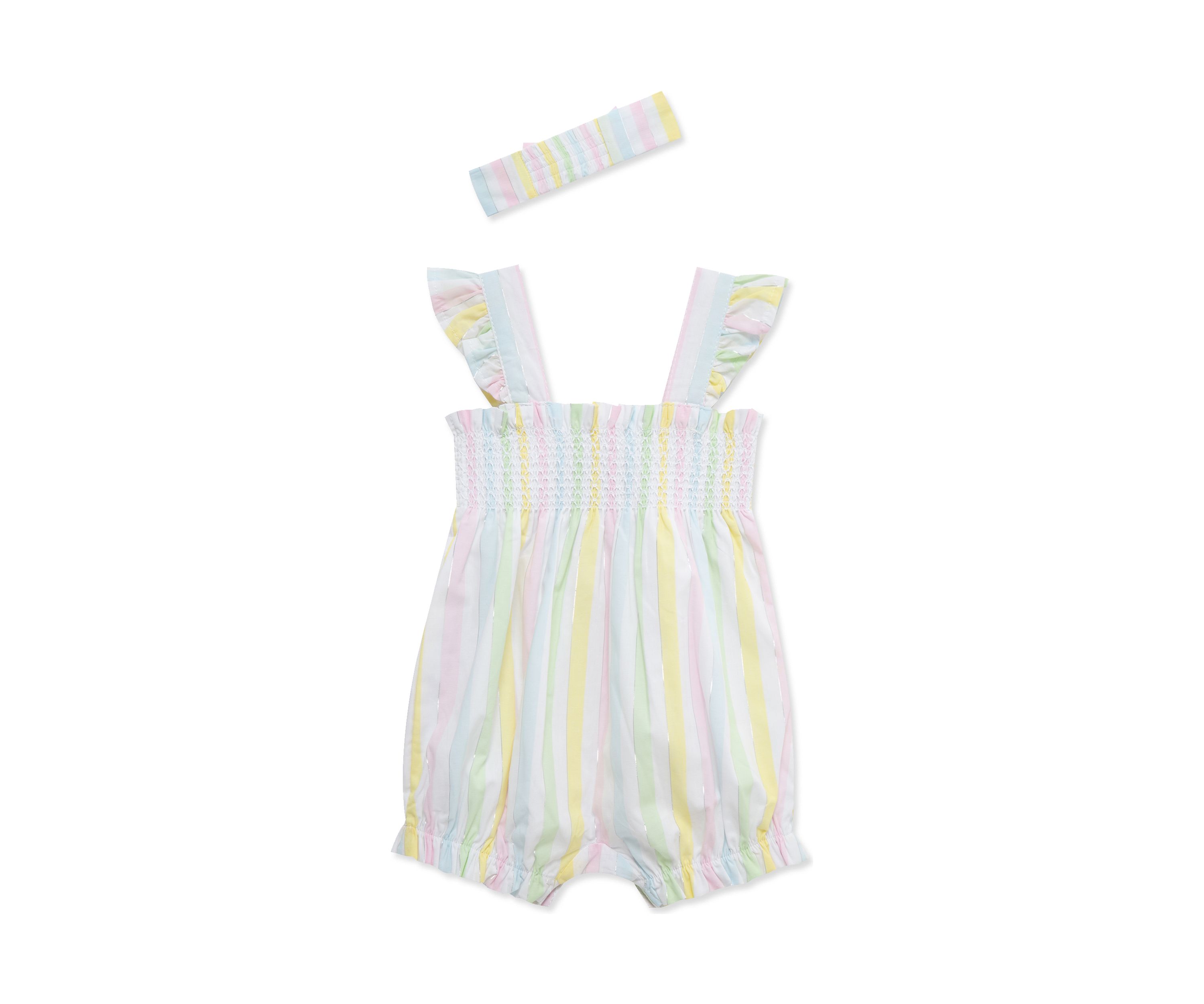 Baby Girls Candy Stripe Bubble with Headband