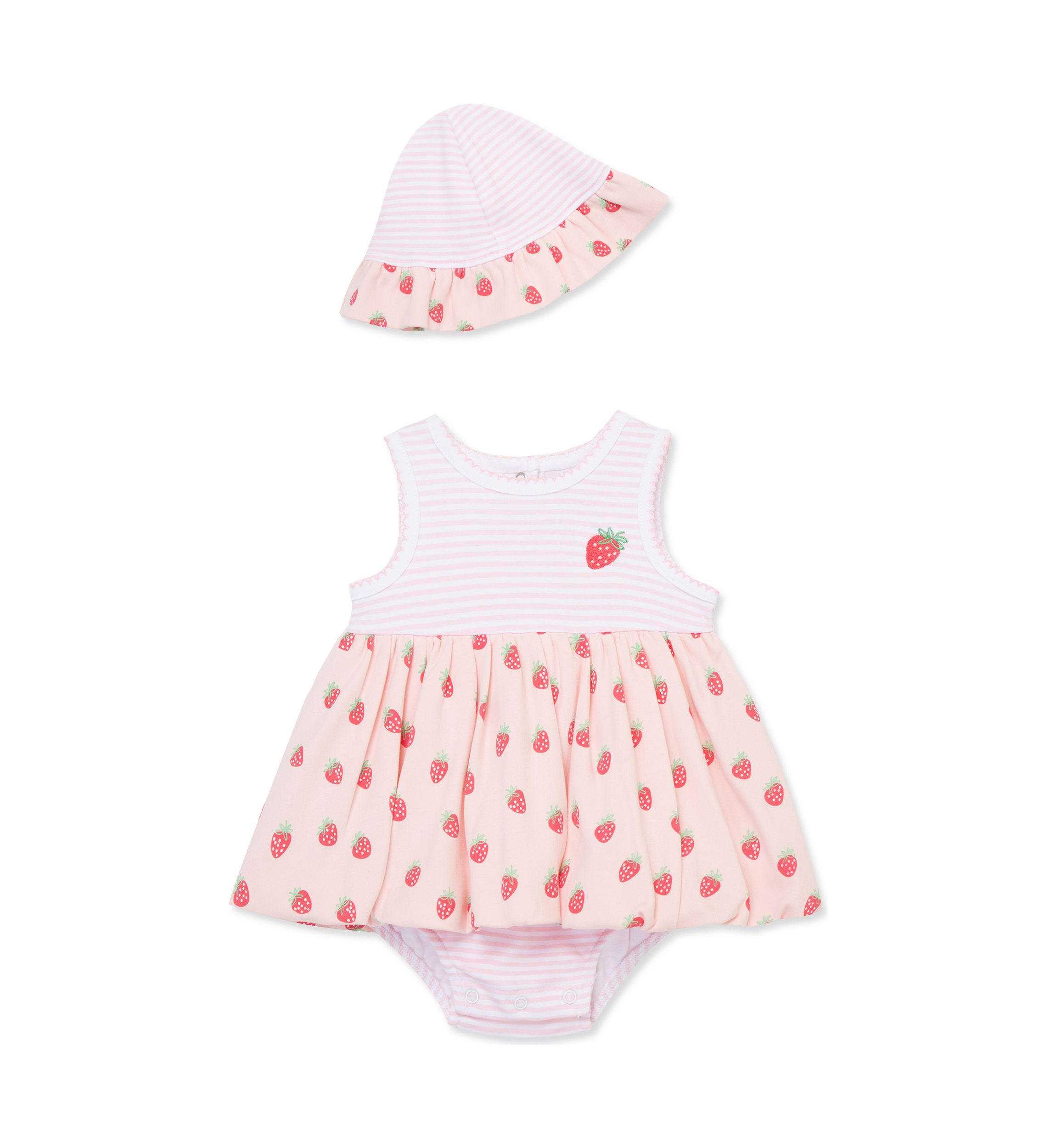 Baby Girls Strawberries Popover with Hat