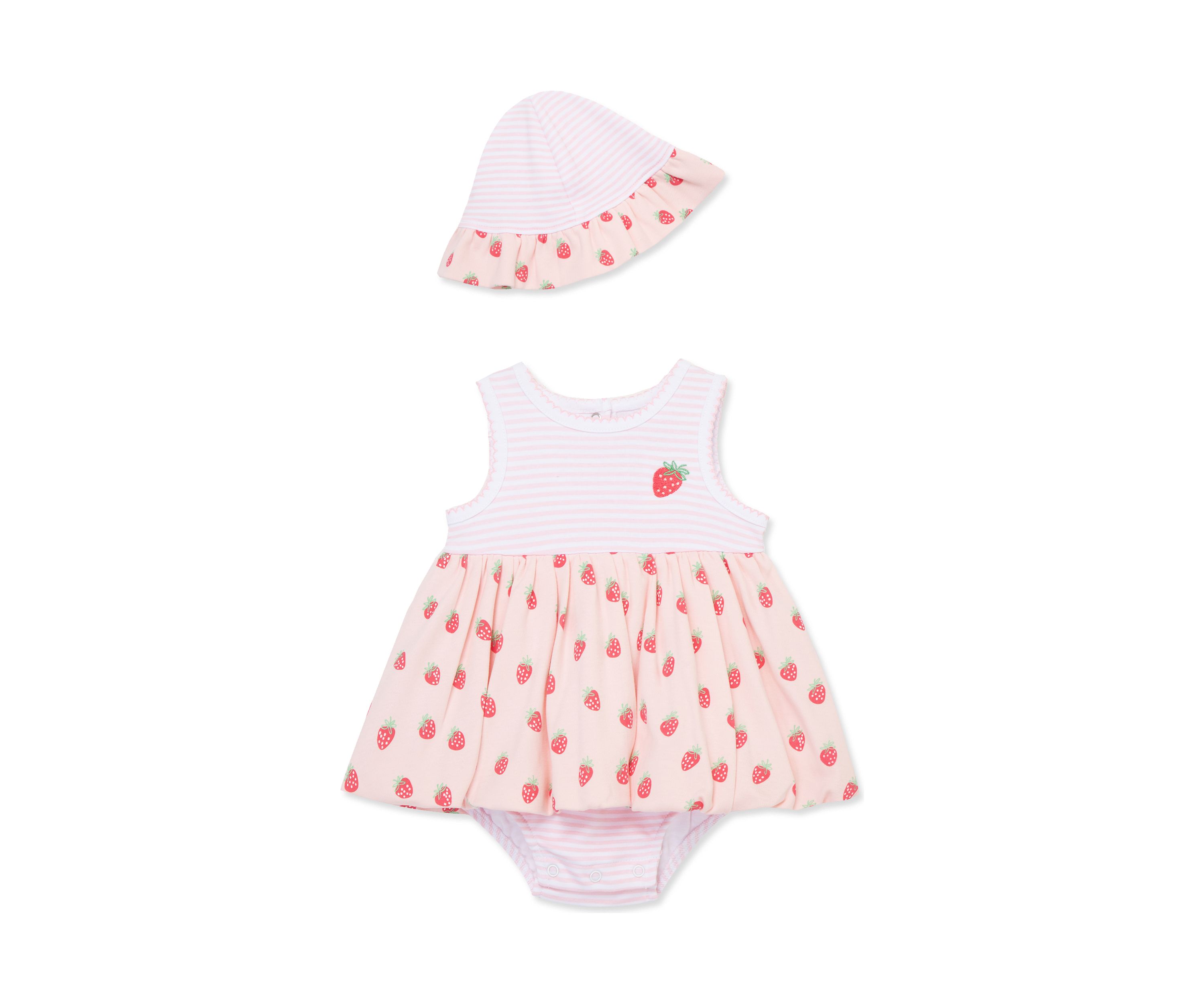 Baby Girls Strawberries Popover with Hat