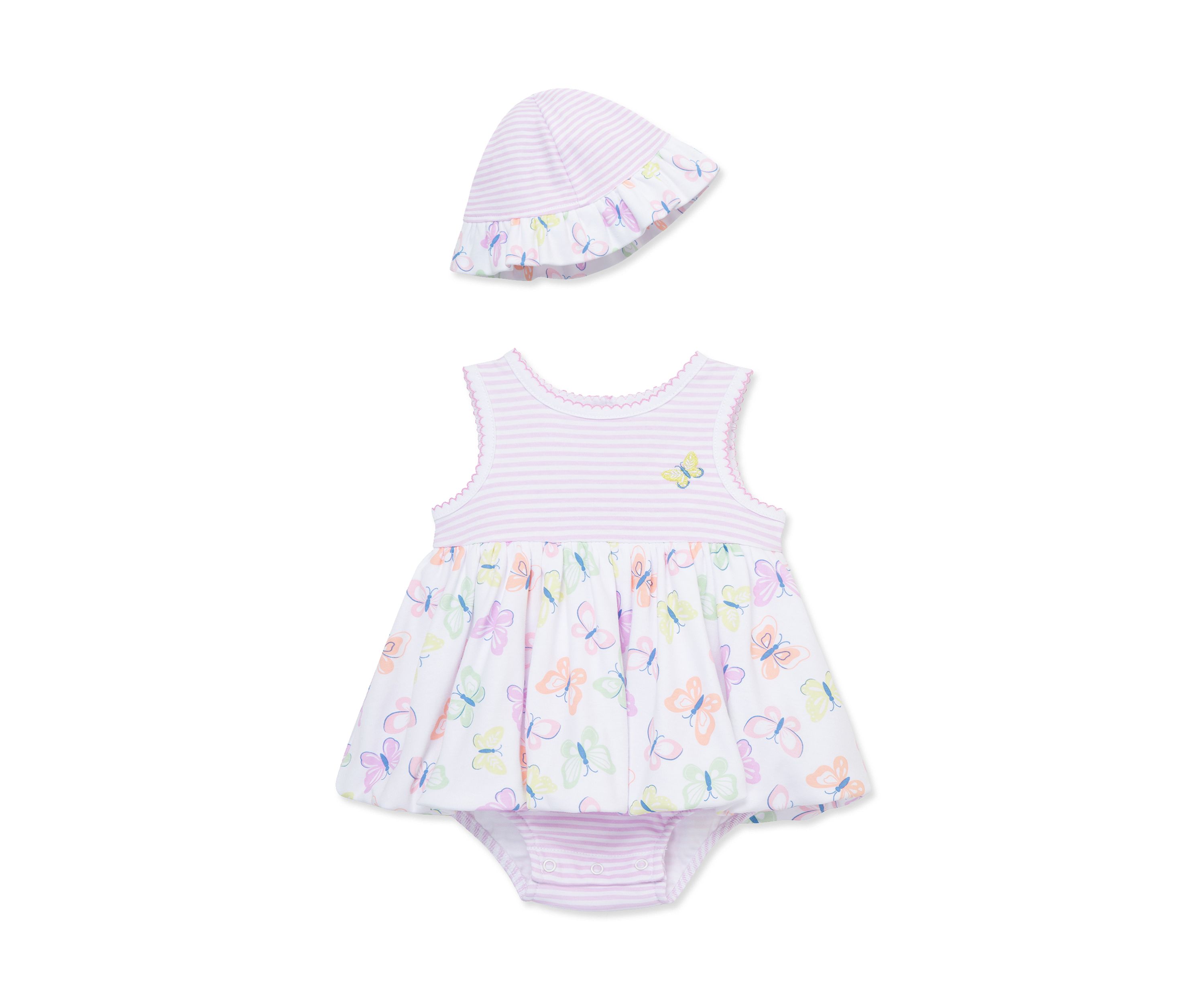 Baby Girls Butterflies Popover with Hat