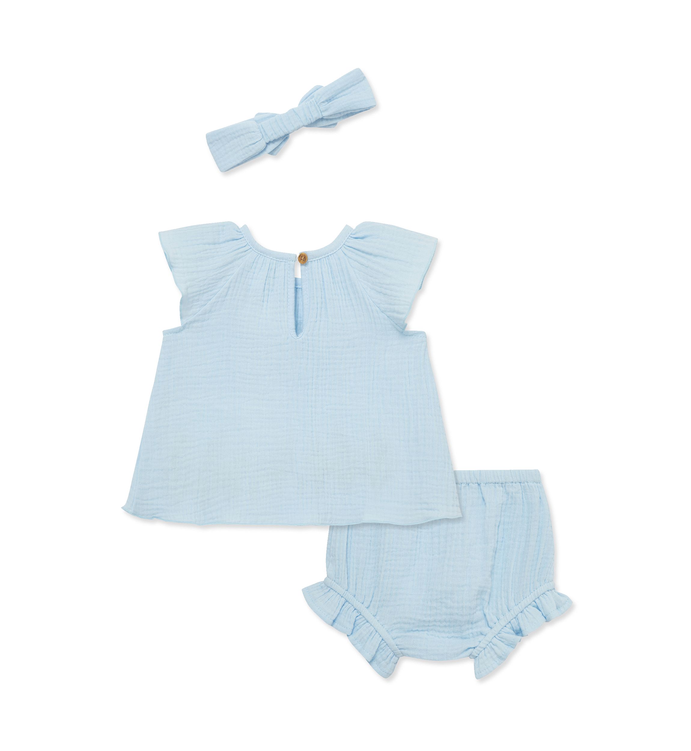 Baby Girls Border Sunsuit with Headband