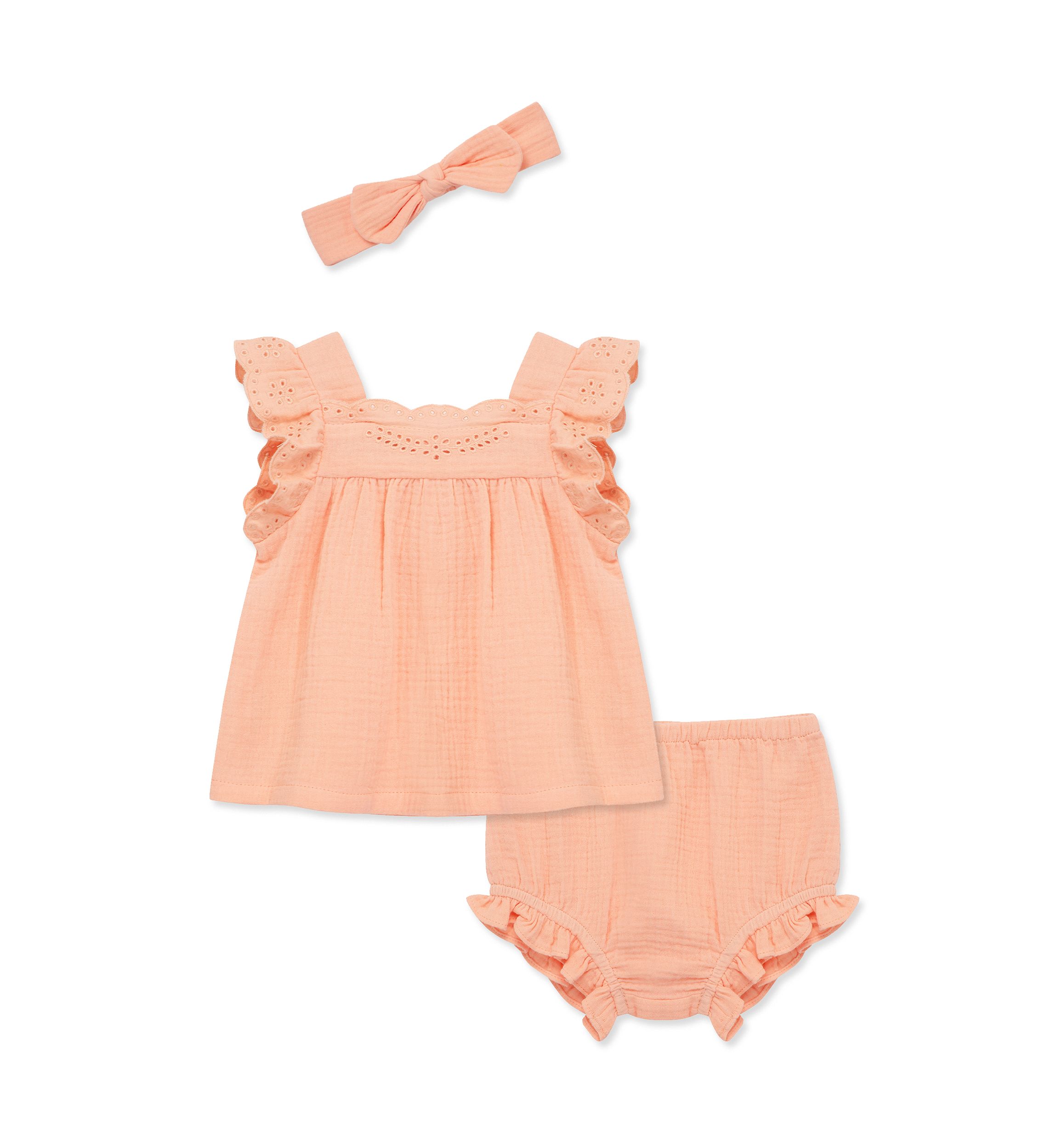 Baby Girls Eyelet Sunsuit with Headband