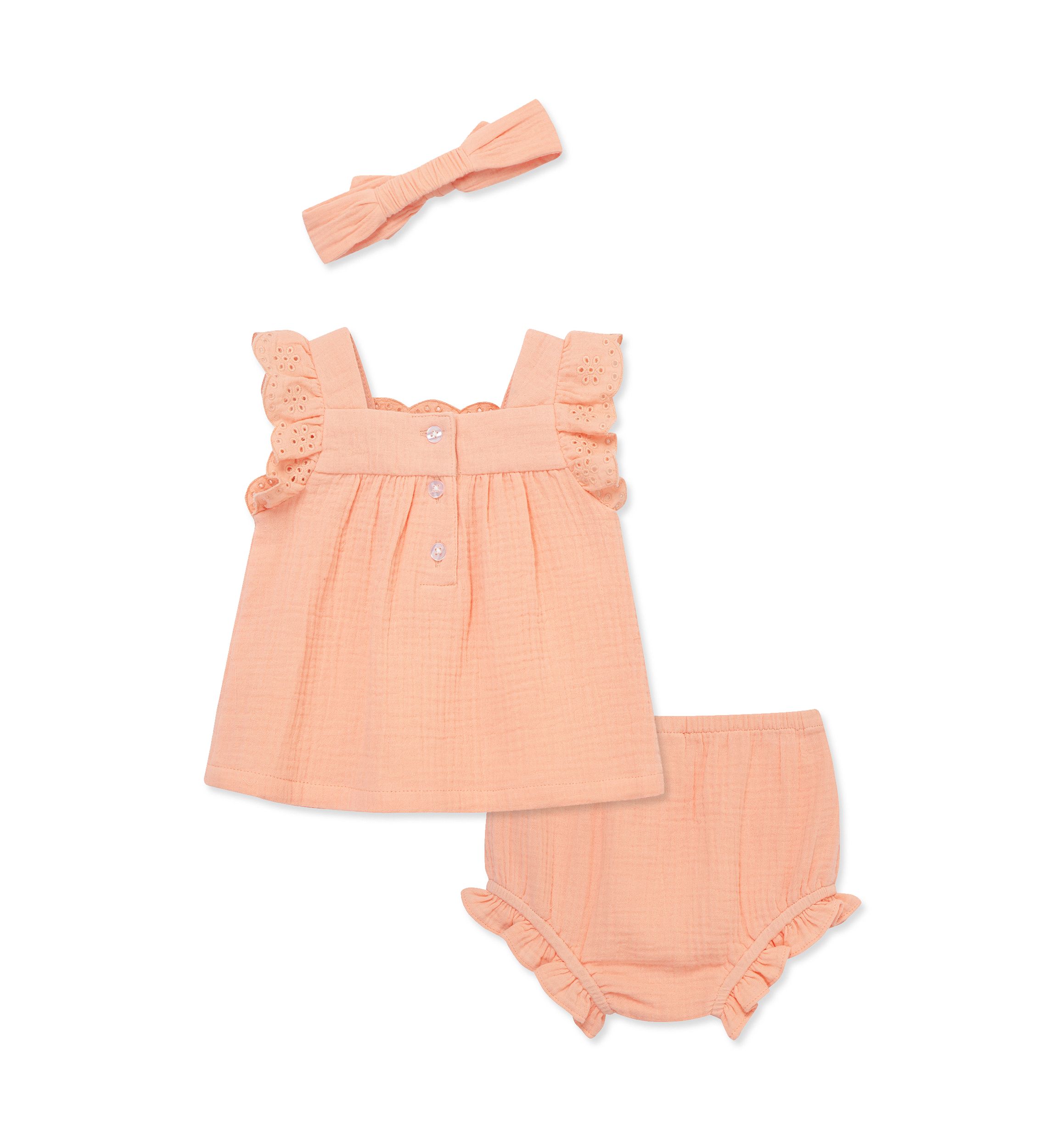 Baby Girls Eyelet Sunsuit with Headband