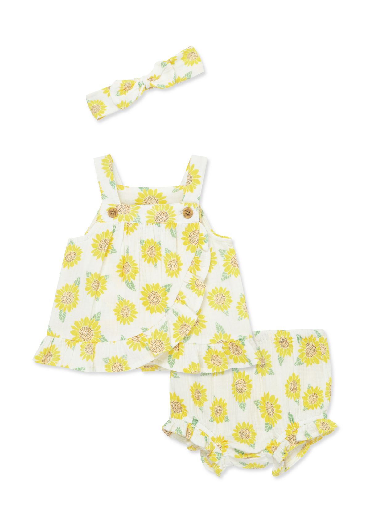Baby Girls Sunflower Sunsuit with Headband