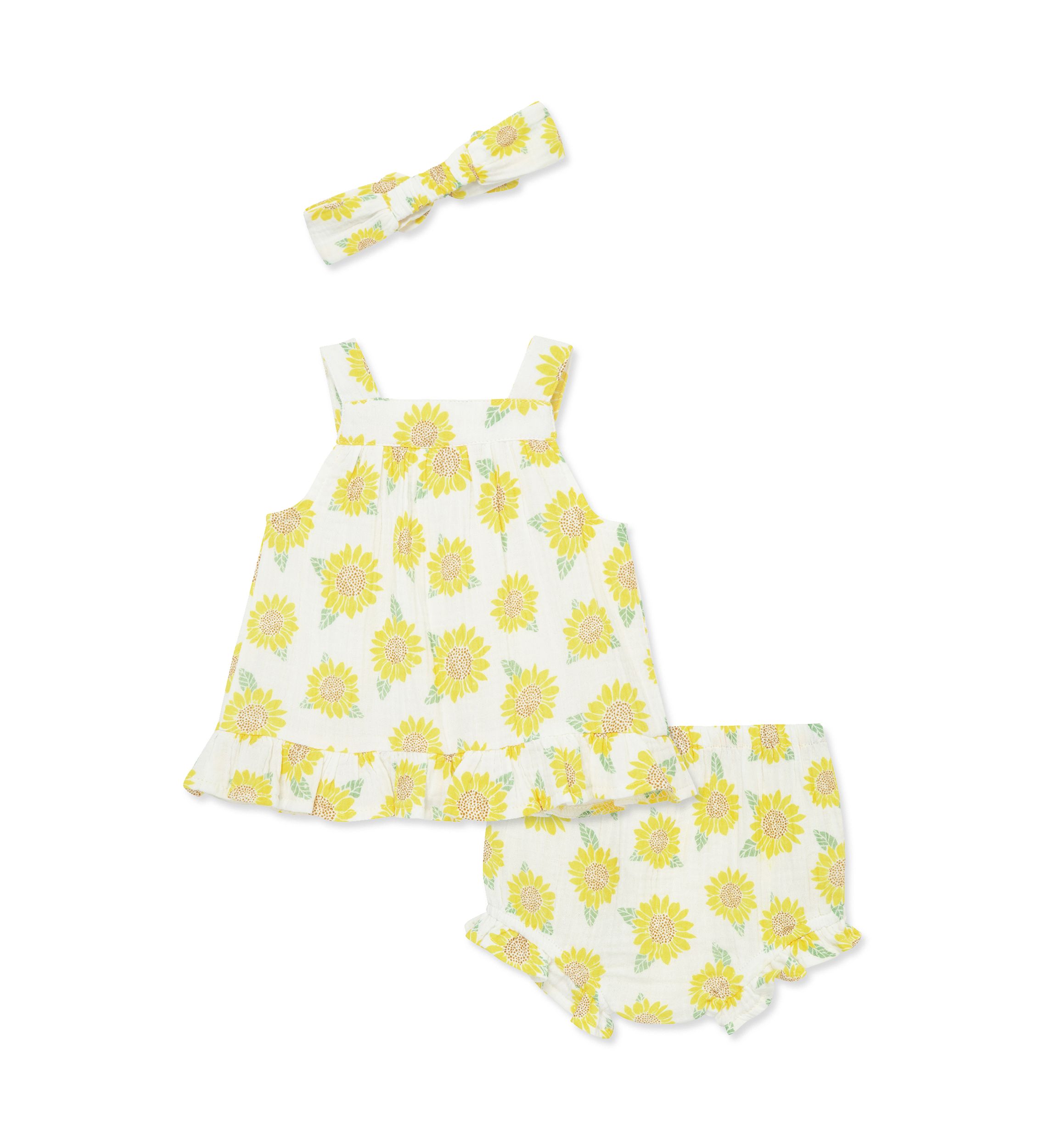 Baby Girls Sunflower Sunsuit with Headband