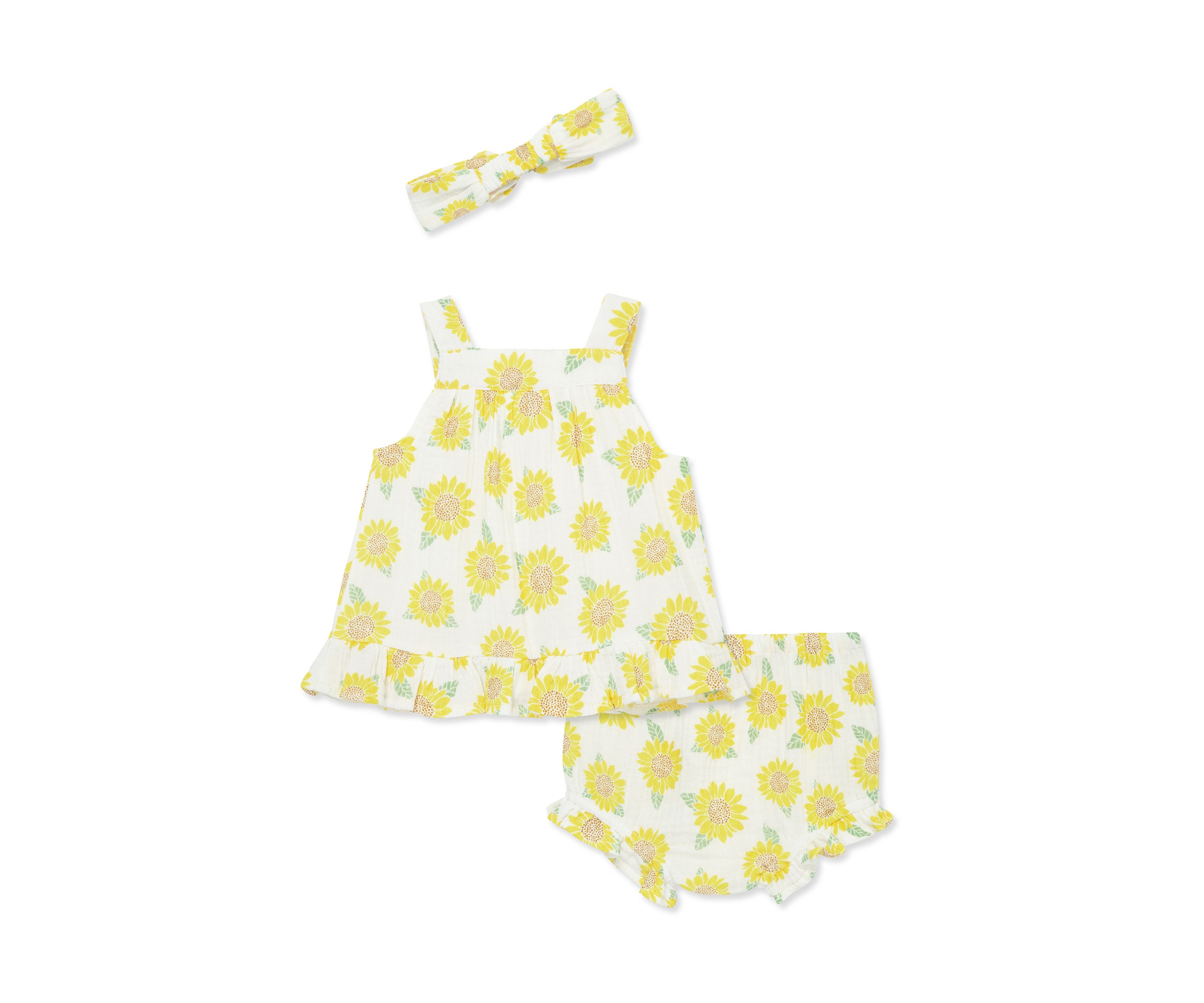 Baby Girls Sunflower Sunsuit with Headband