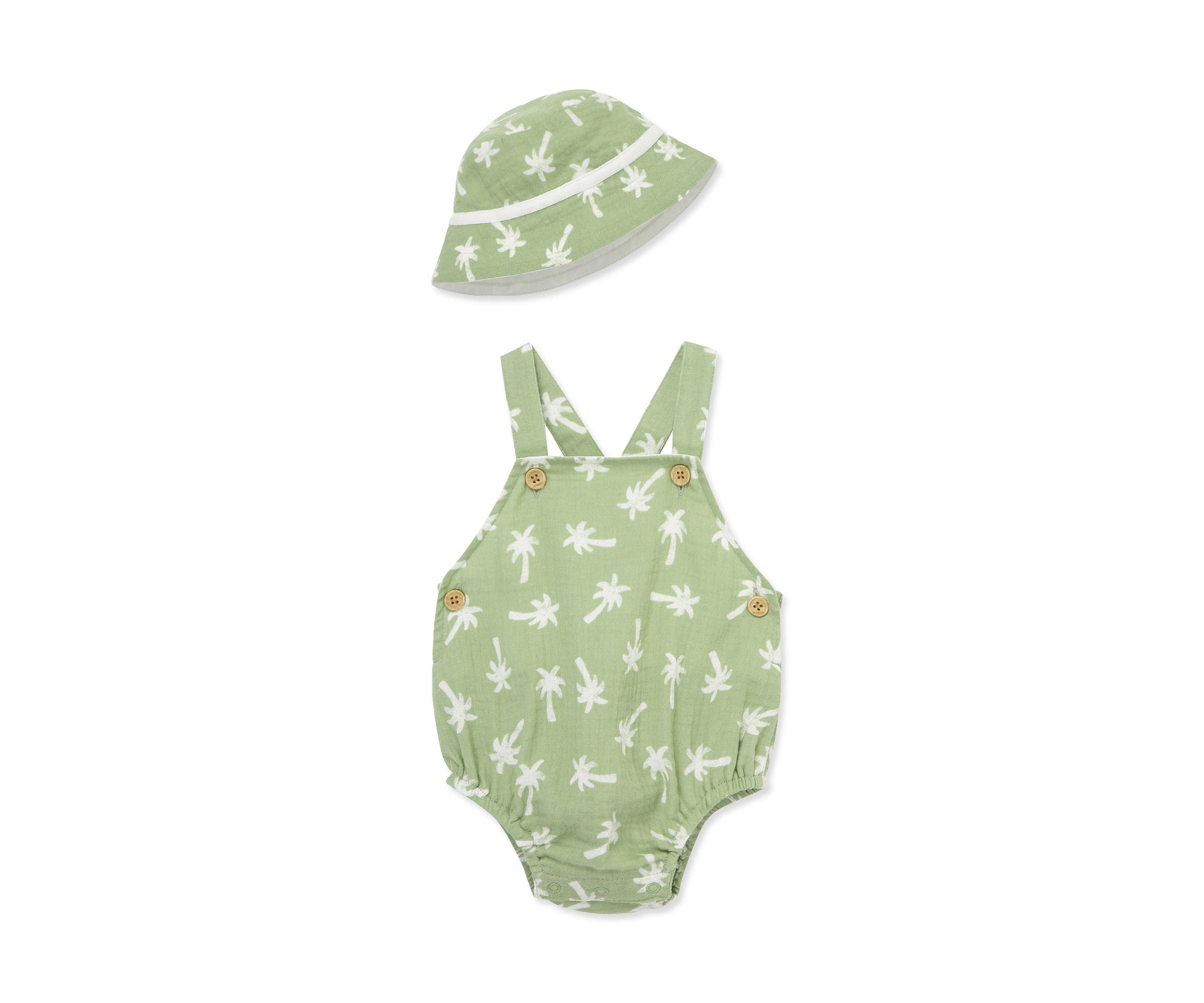 Baby Girls Palms Sunsuit with Hat