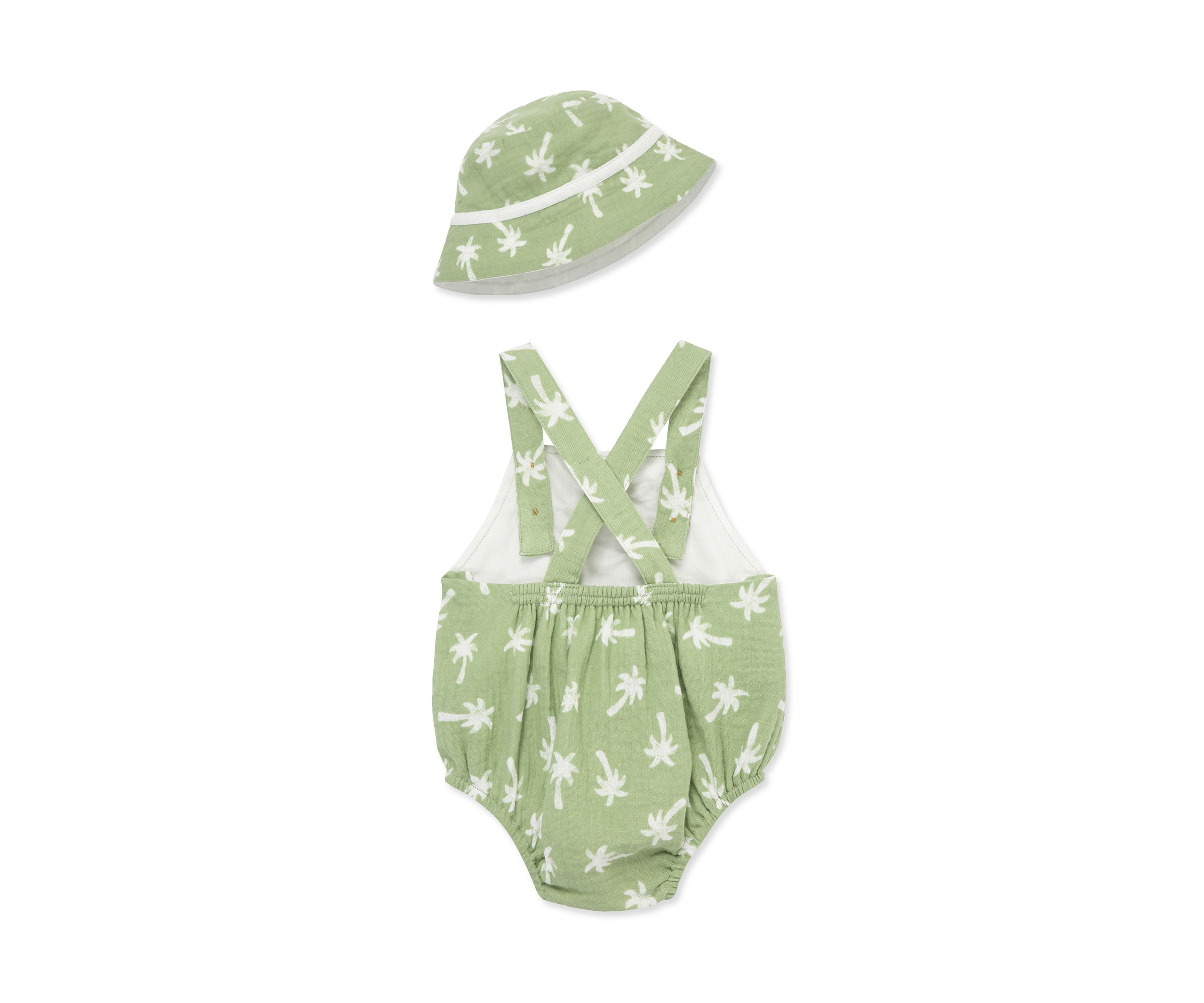 Baby Girls Palms Sunsuit with Hat