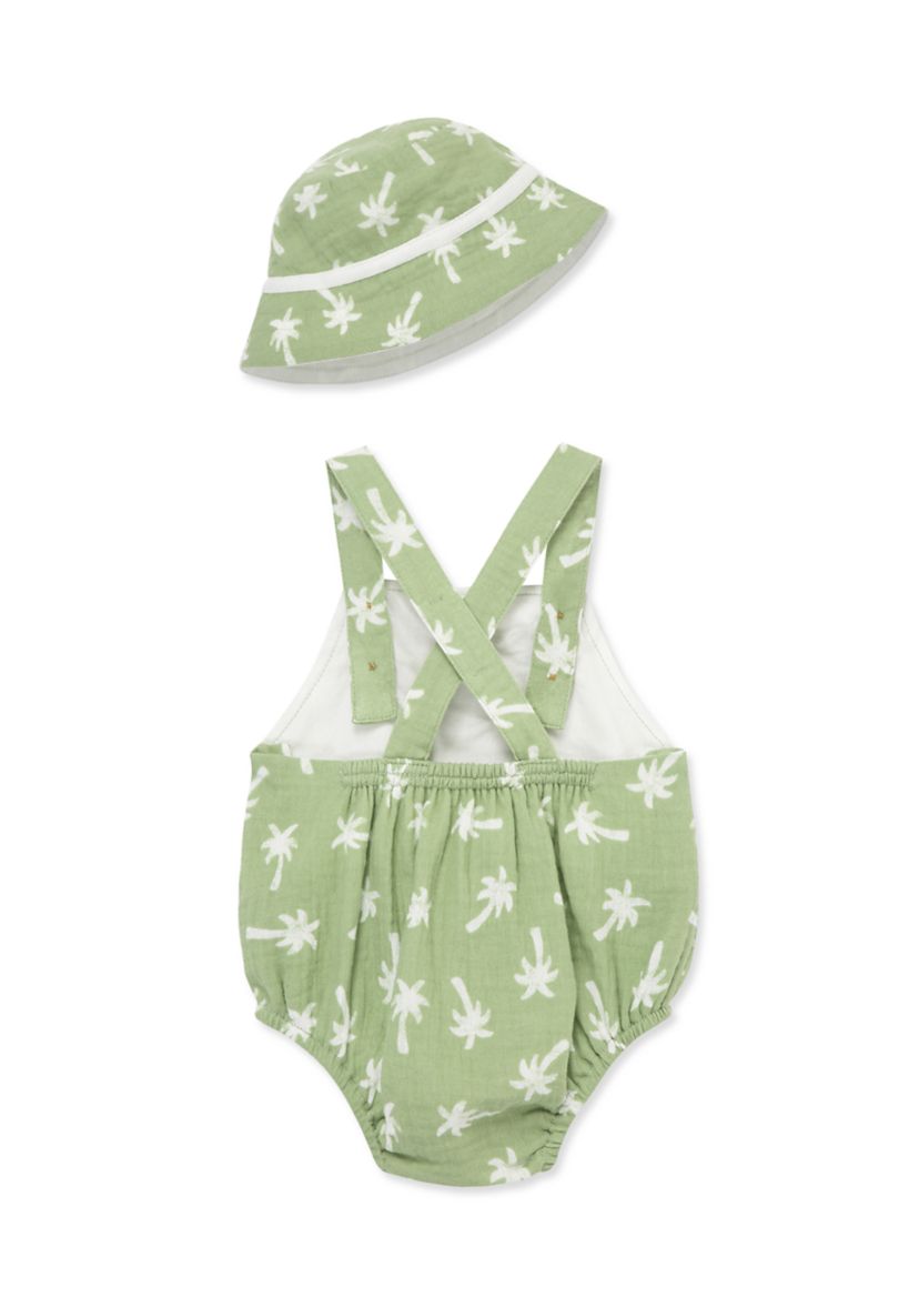 Baby Girls Palms Sunsuit with Hat