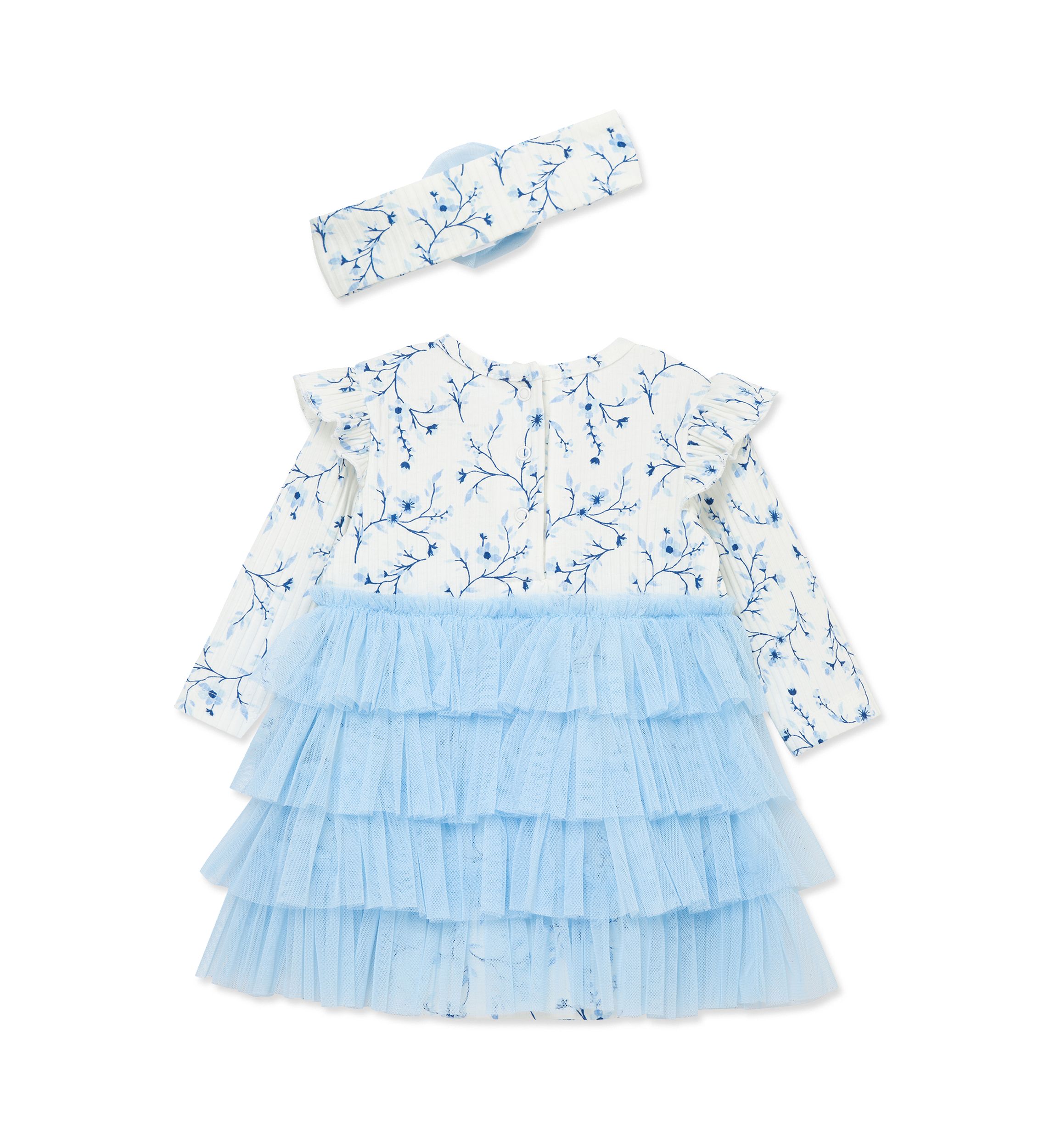 Baby Girls Blue Floral Tutu with Headband