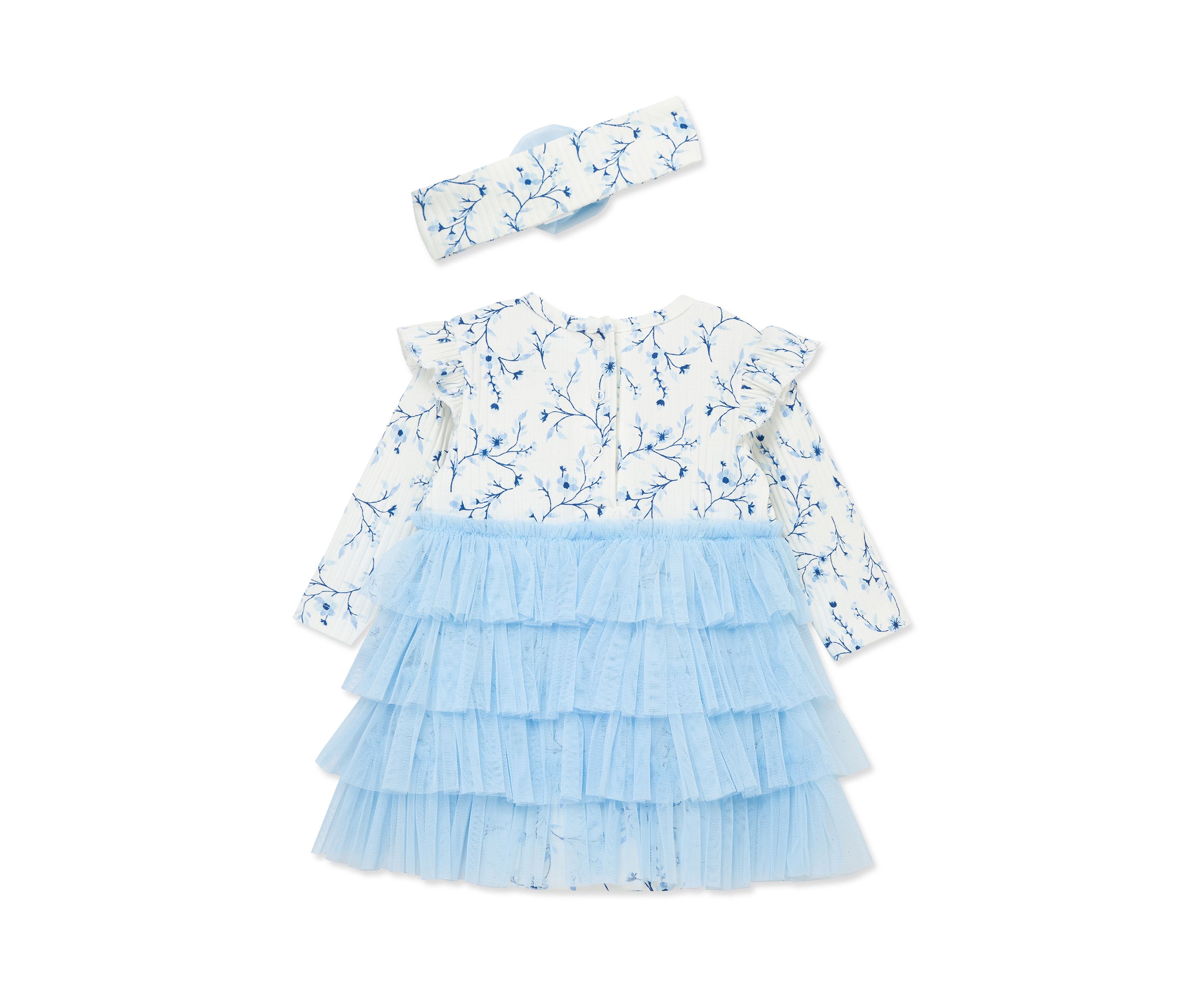 Baby Girls Blue Floral Tutu with Headband