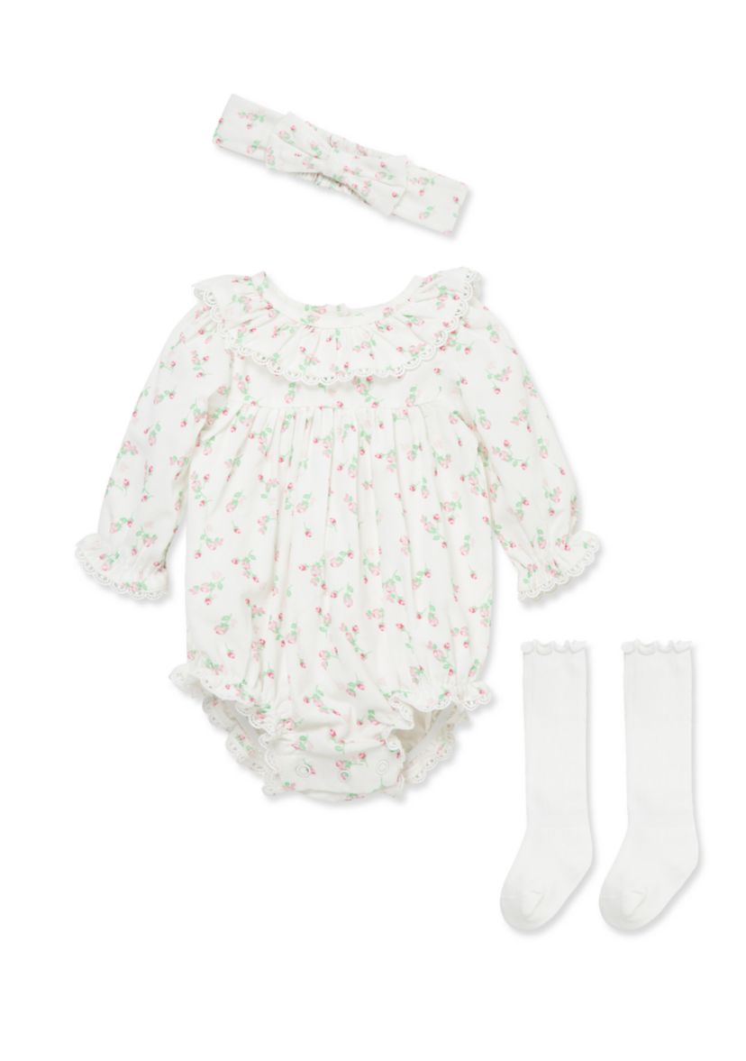 Baby Girls Rosebud Bubble with Headband and Socks