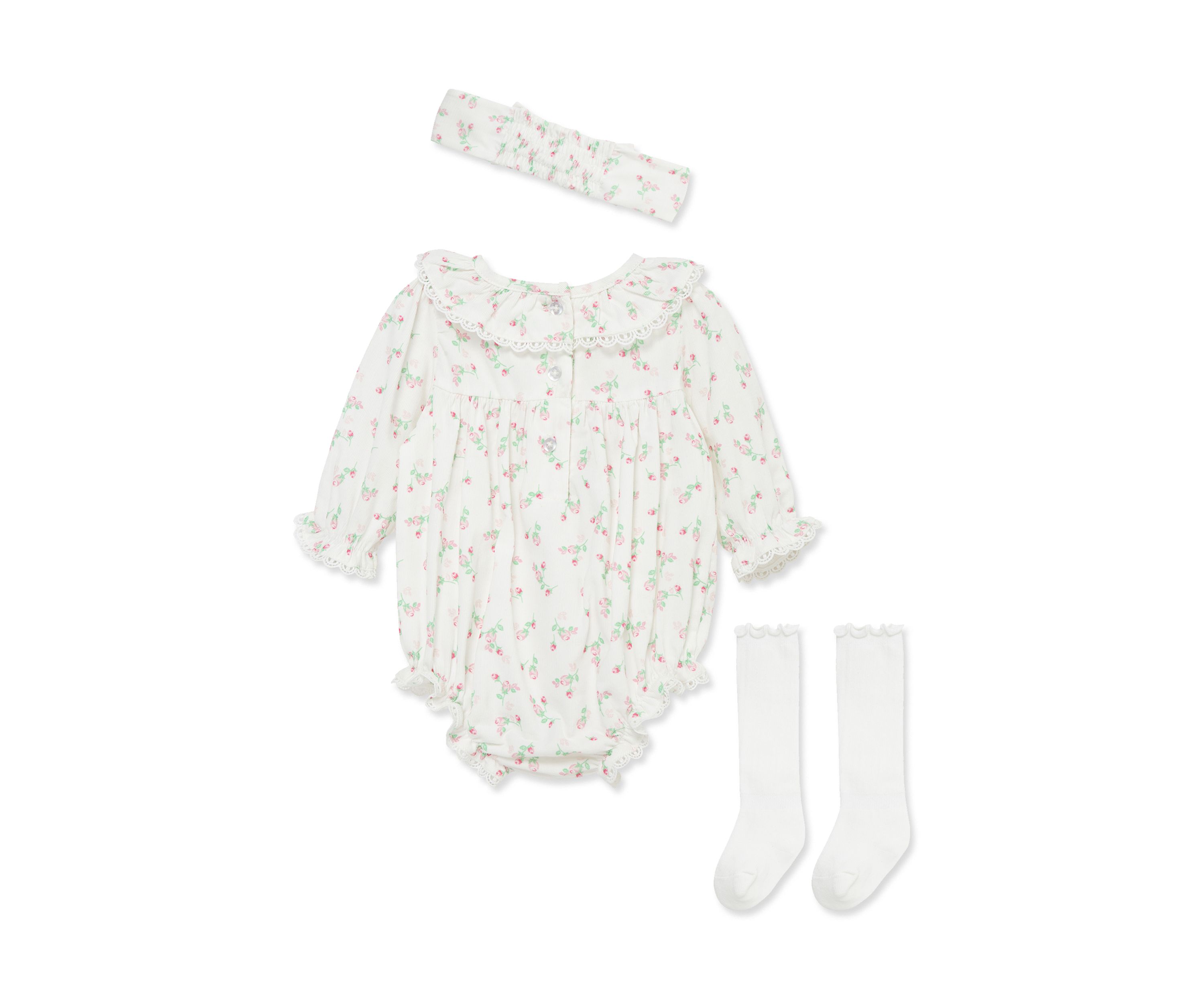 Baby Girls Rosebud Bubble with Headband and Socks