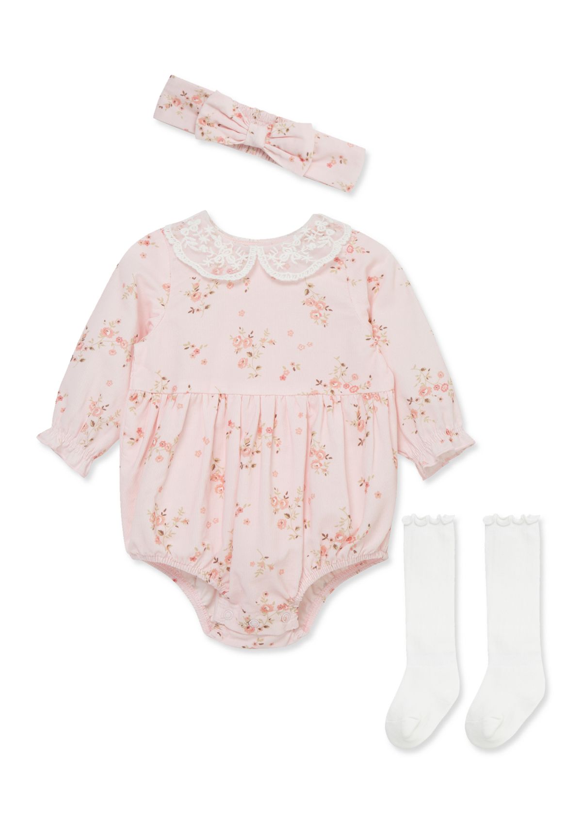 Baby Girls Rose Vine Bubble with Headband and Socks