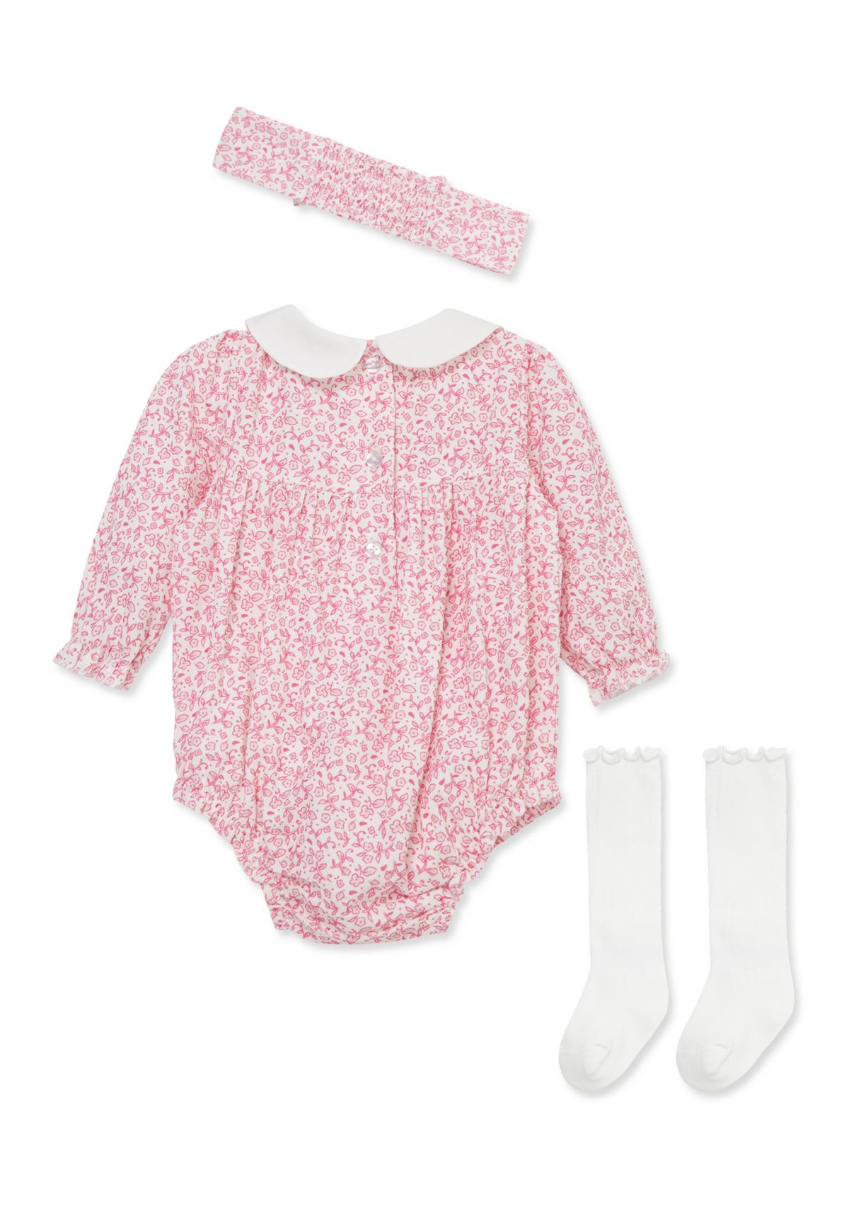Baby Girls Floral Outline Bubble with Headband and Socks