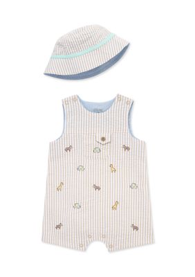 Little Me Baby Boys Safari Sunsuit and Hat, Tan, 12 Months