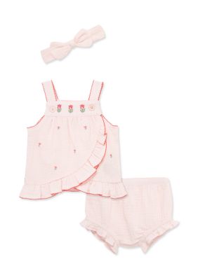 Little Me Baby Girls Tulip Sunsuit and Headband Set