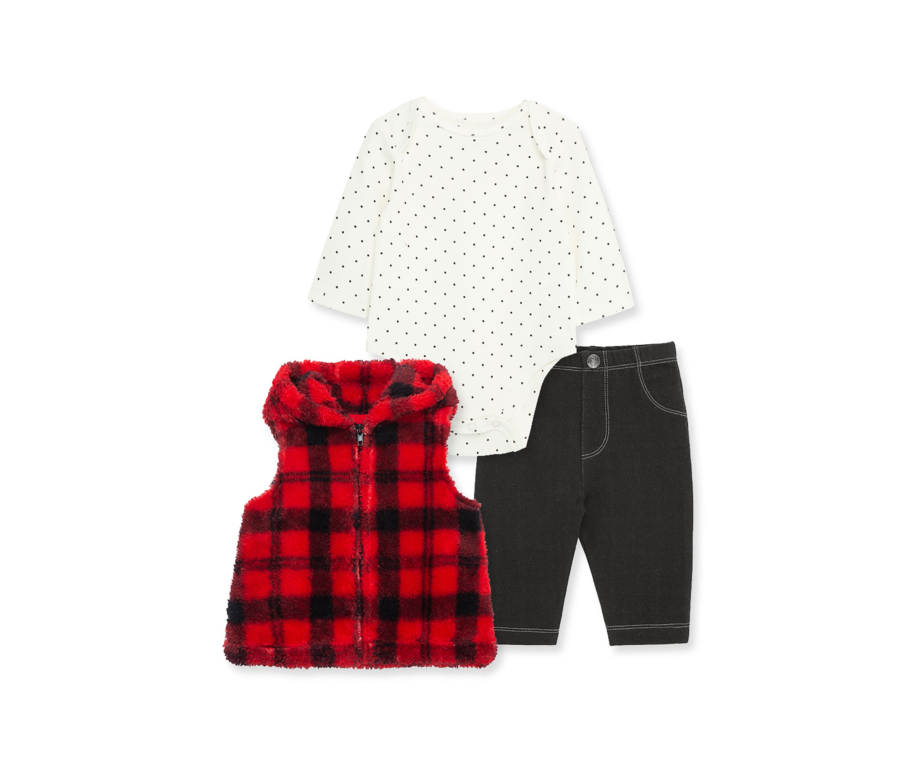Baby Girls Plaid 3 Piece Vest Set