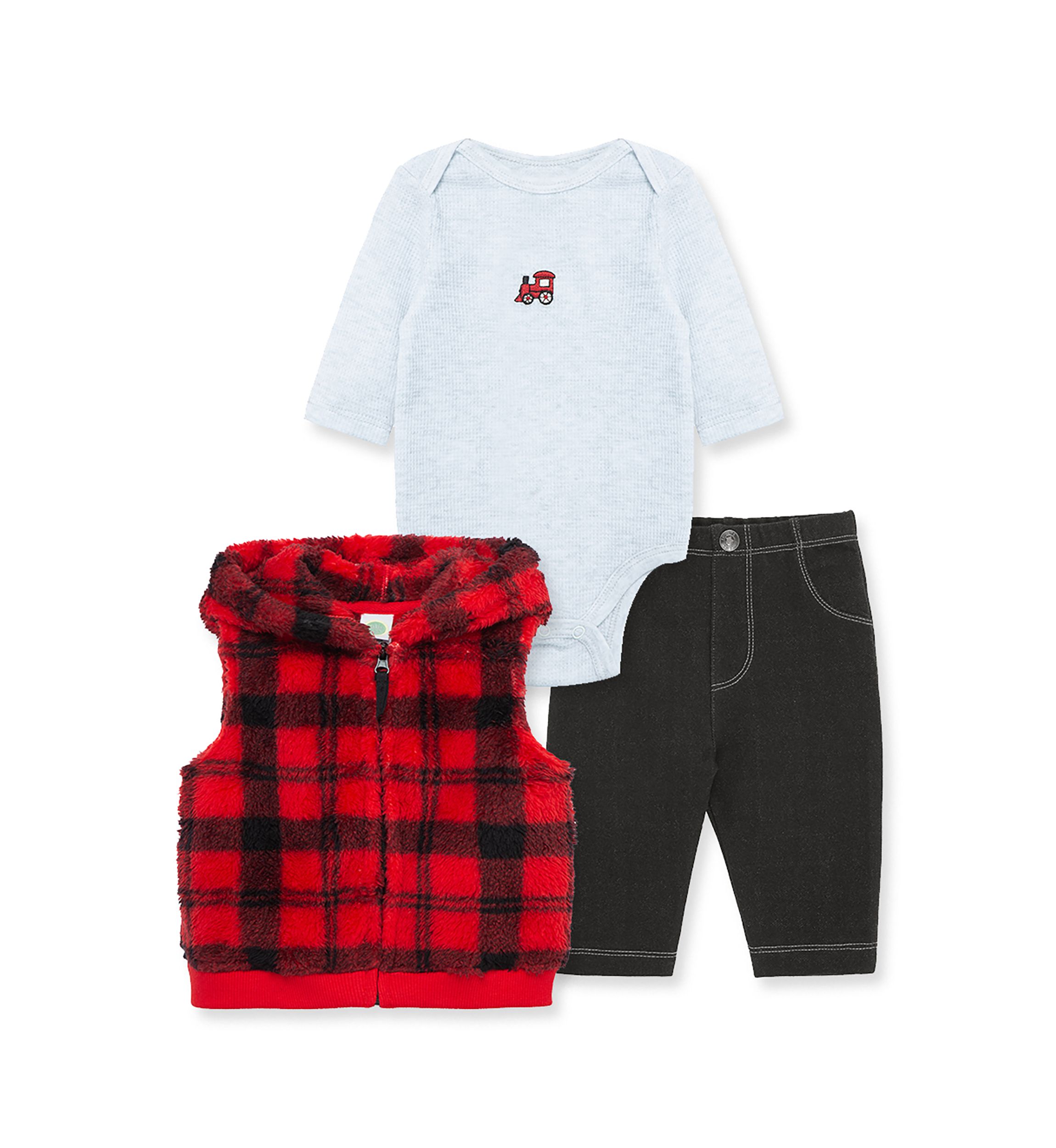 Baby Boys Plaid 3 Piece Vest Set