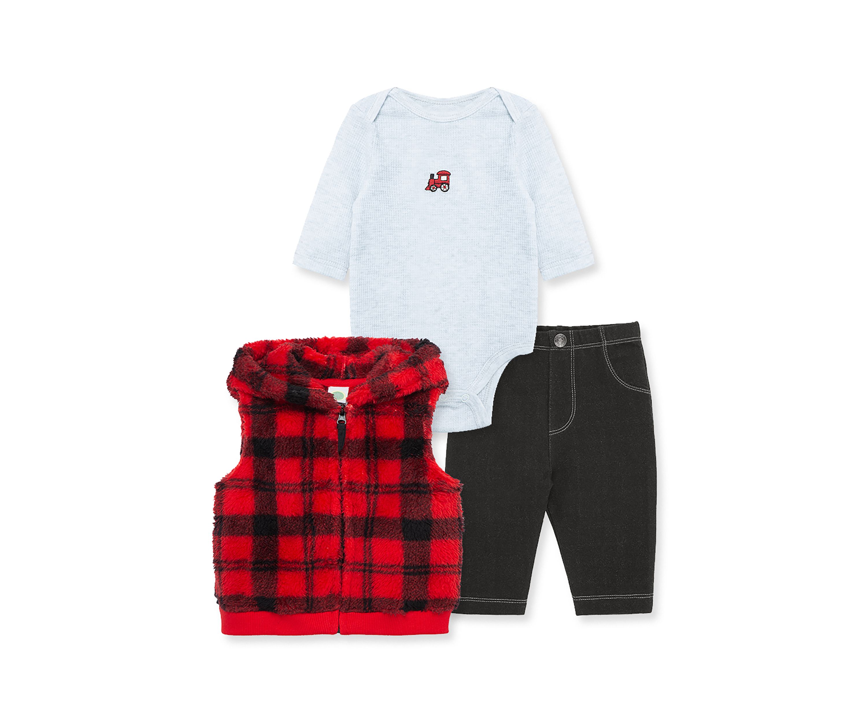 Baby Boys Plaid 3 Piece Vest Set