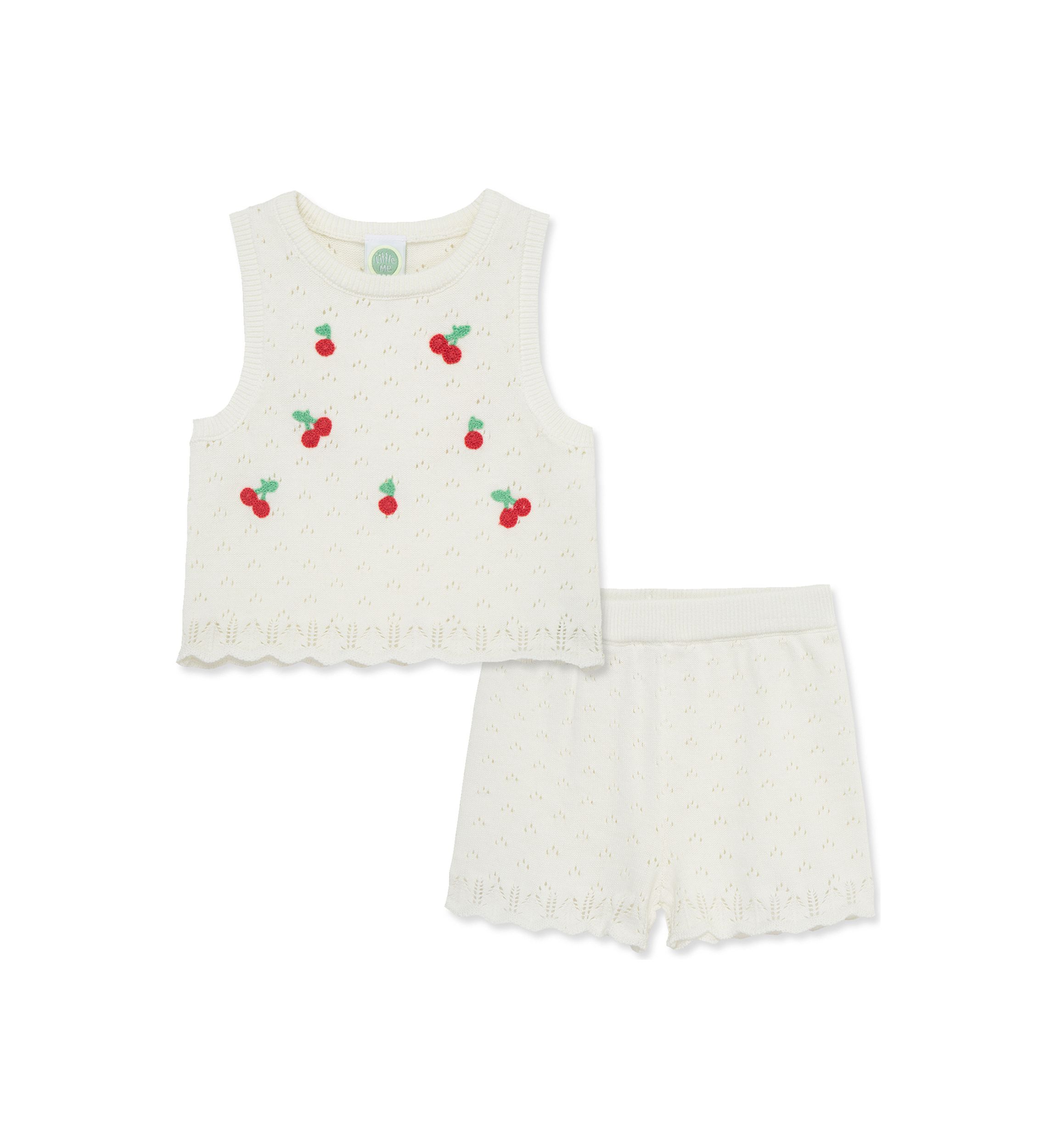 Baby Girls Cherry Pointelle Set