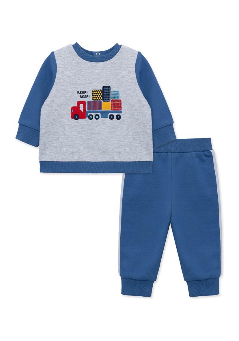 Baby Boys Train Graphic Sweatshirt and Active Pants Set