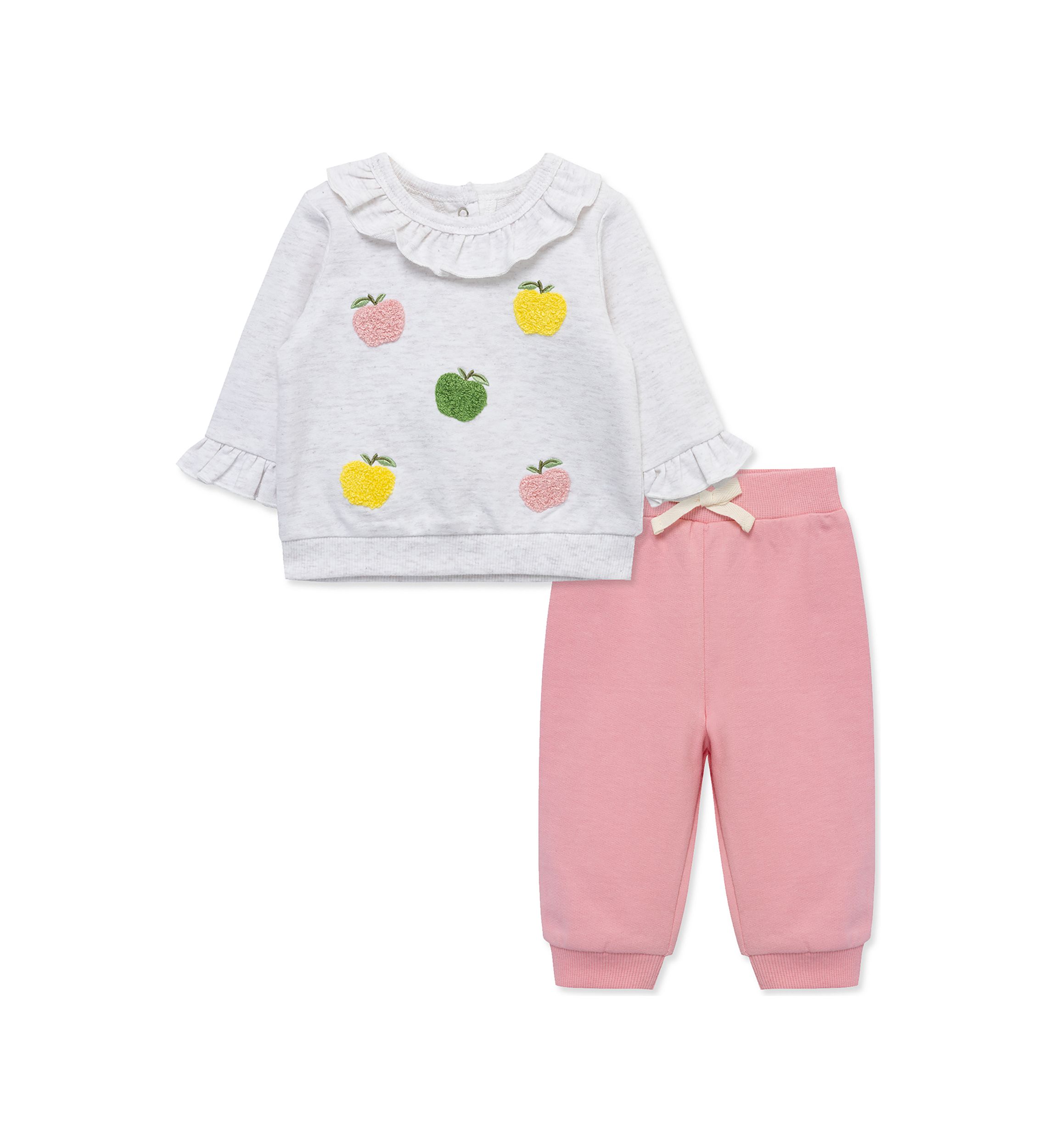 Baby Girls Apples Printed Sweatshirt and Active Pants Set