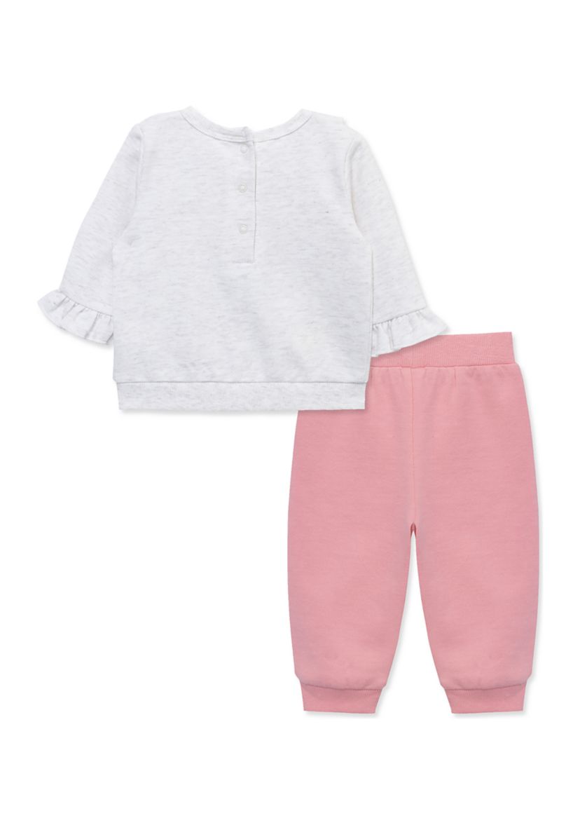 Baby Girls Apples Printed Sweatshirt and Active Pants Set