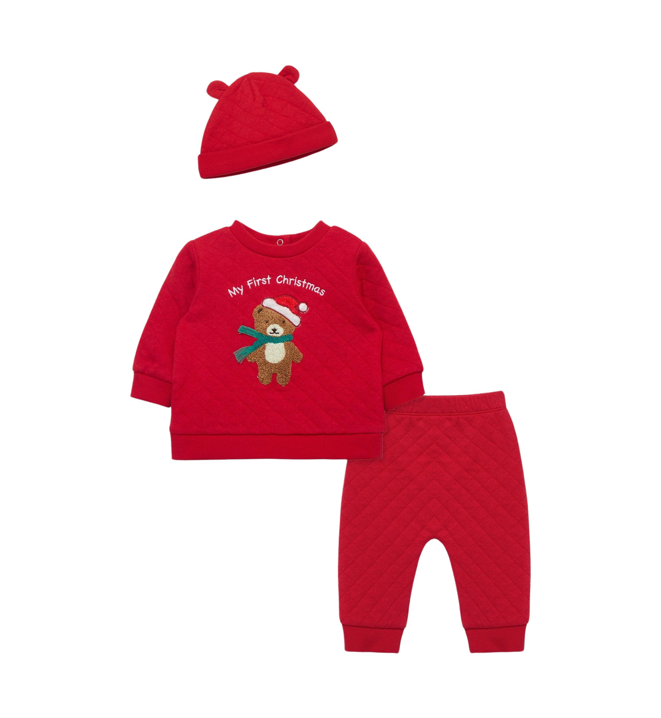 Baby Boys Holiday Bear Set with Hat