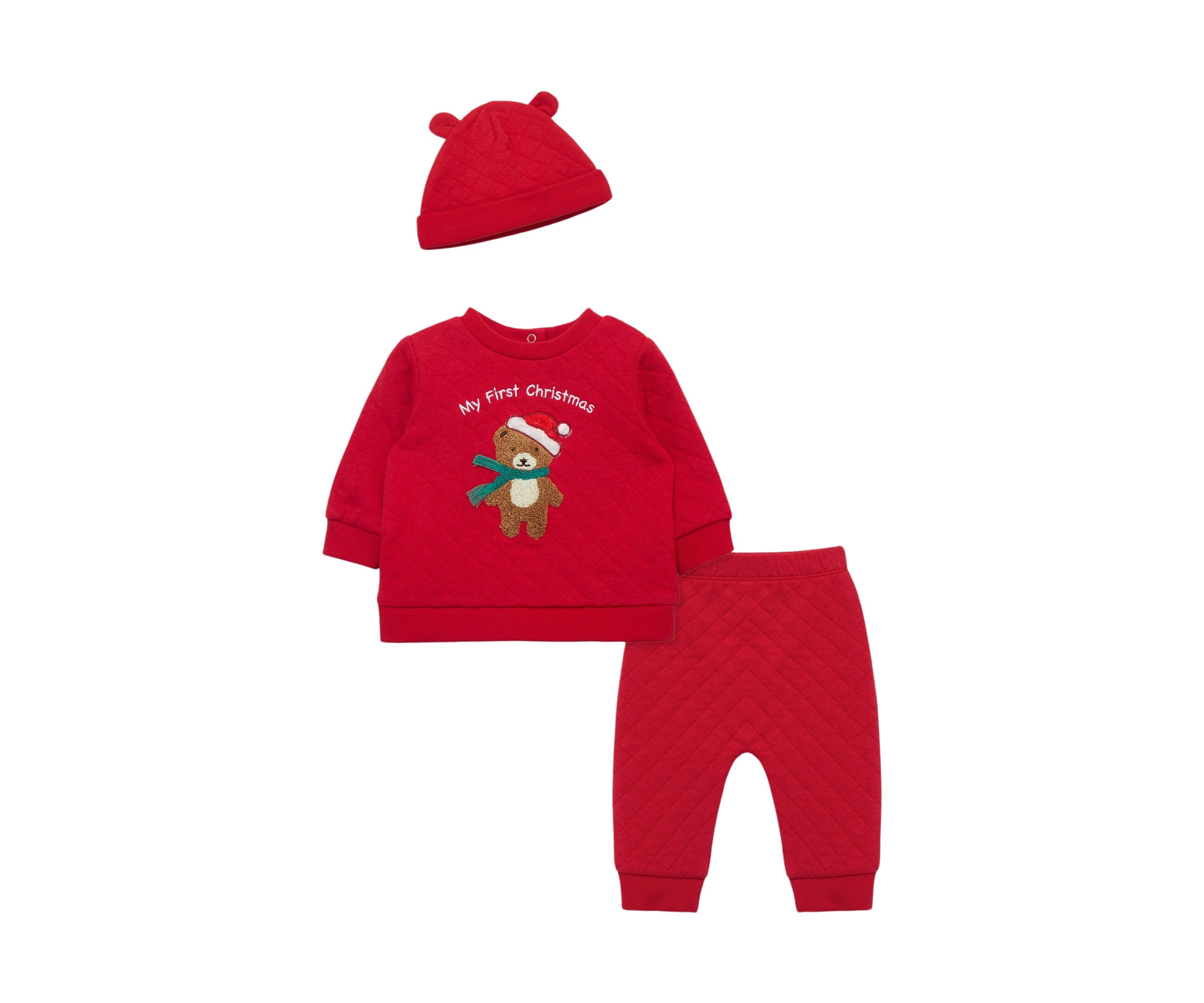 Baby Boys Holiday Bear Set with Hat