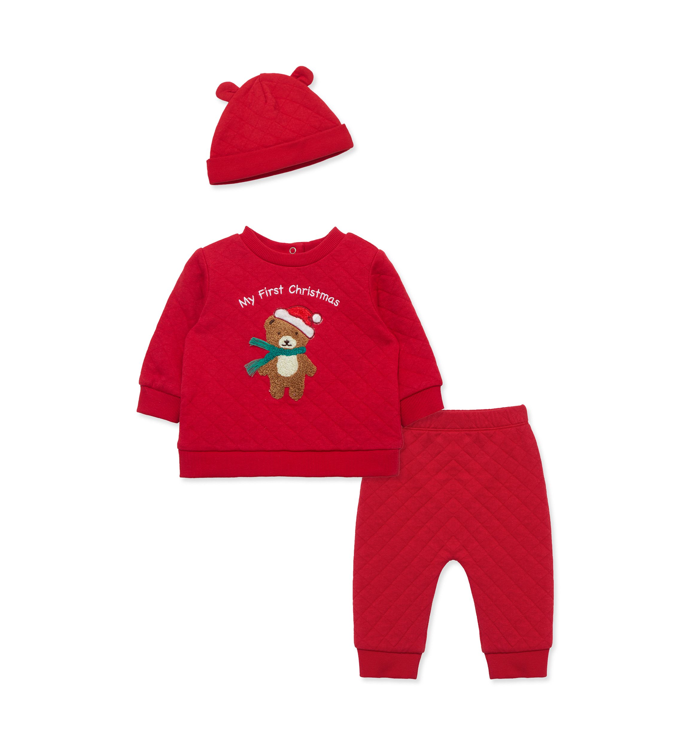 Baby Boys Holiday Bear Set with Hat