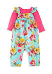 Baby Girls Floral Overalls Set 