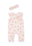 Baby Girls Roses Jumpsuit with Headband